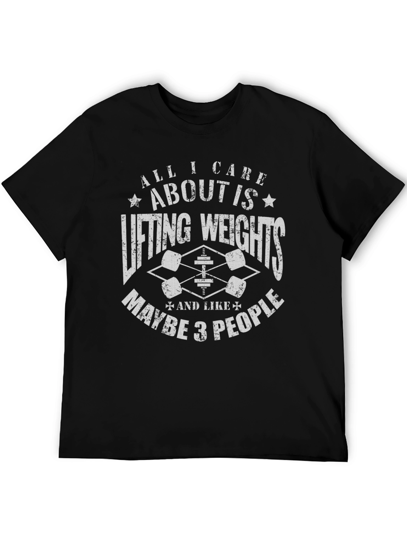 Black Weightlifting Graphic Tee: Lifting Weights & Maybe 3 People view 5