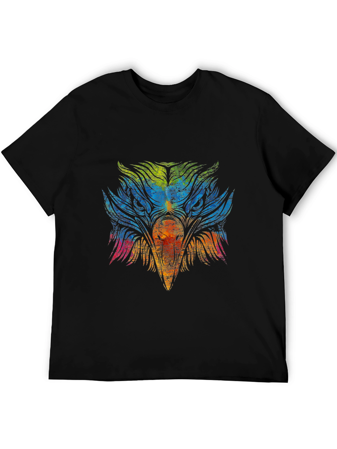 Black Colorful Eagle Graphic T-Shirt view 5