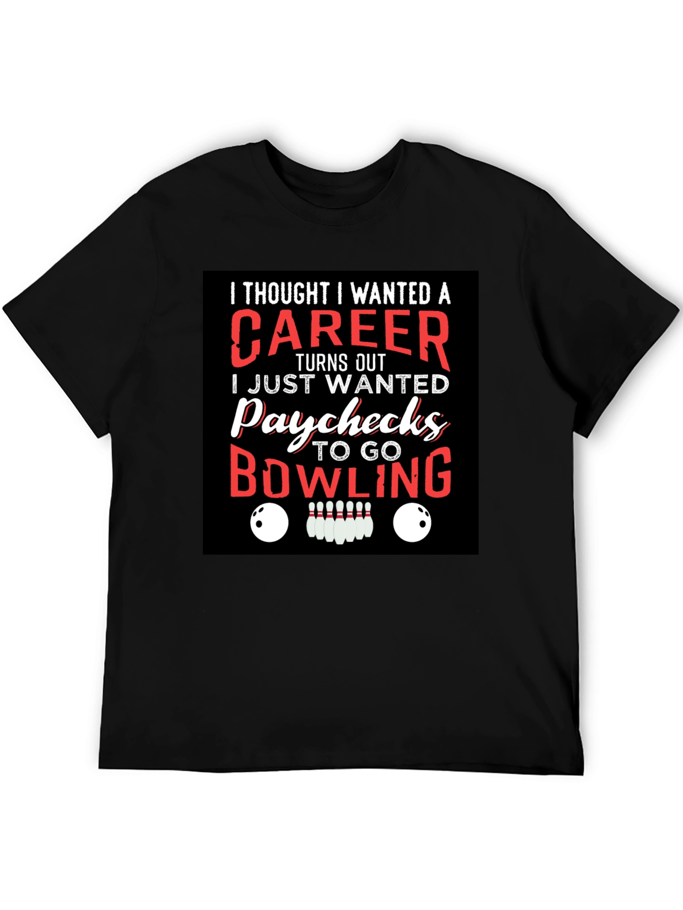 Black Bowling Paychecks Graphic T-Shirt view 5