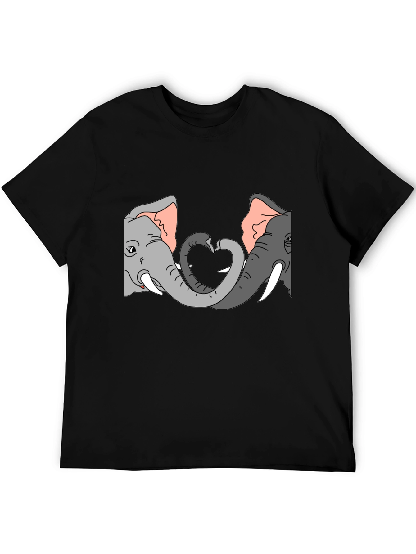 Black Elephant Love Heart Graphic Tee - Black view 5