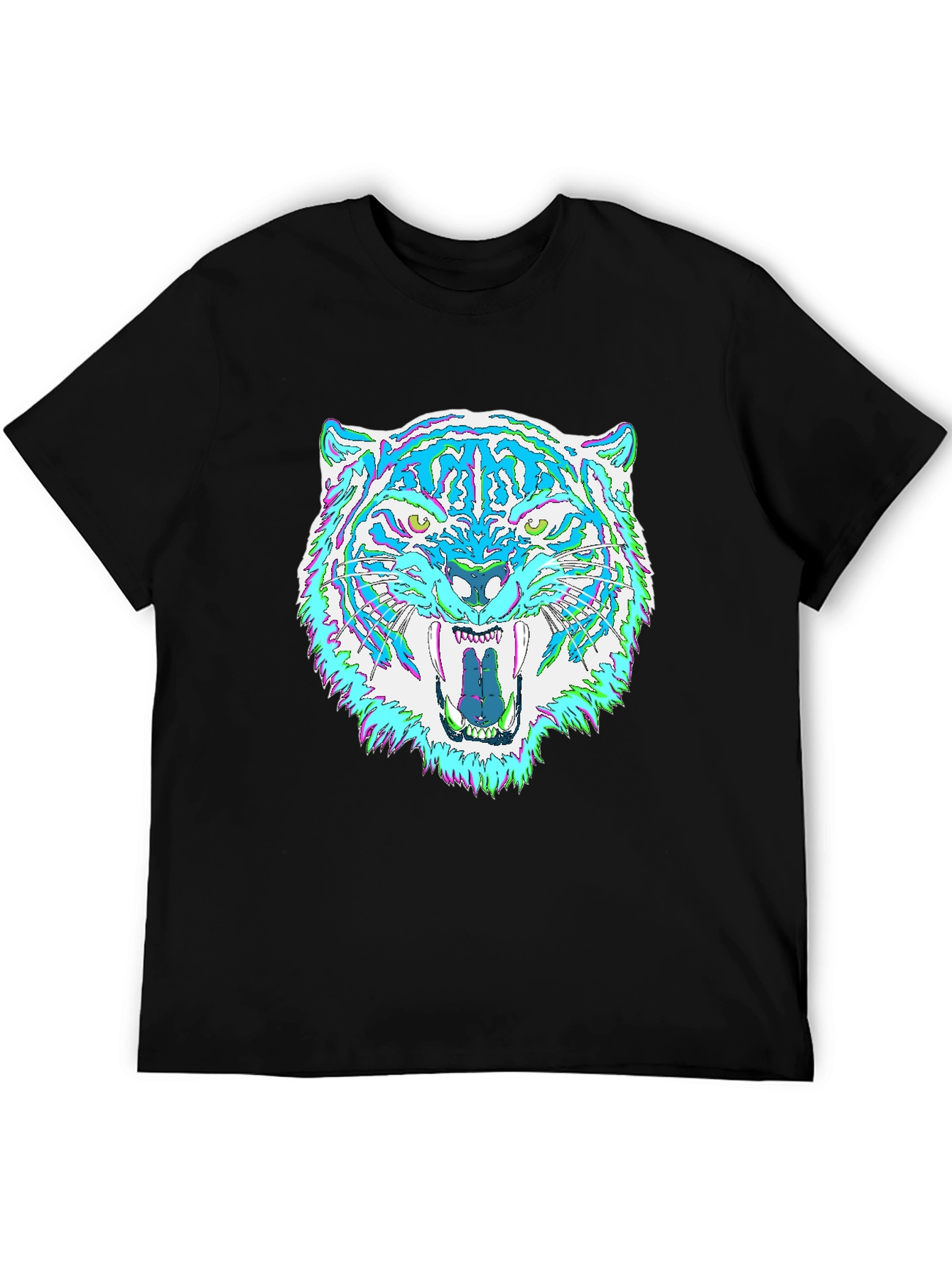 Black Psychedelic Tiger Graphic Tee - Men's Black T-Shirt view 5