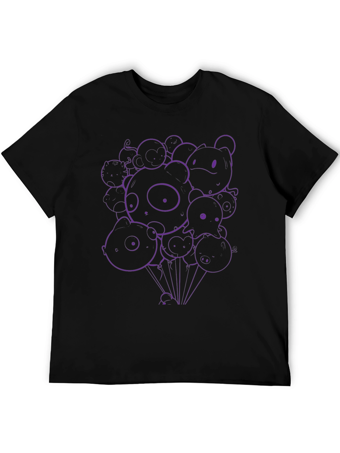 Black Cartoon Animal Balloons Graphic Tee view 5