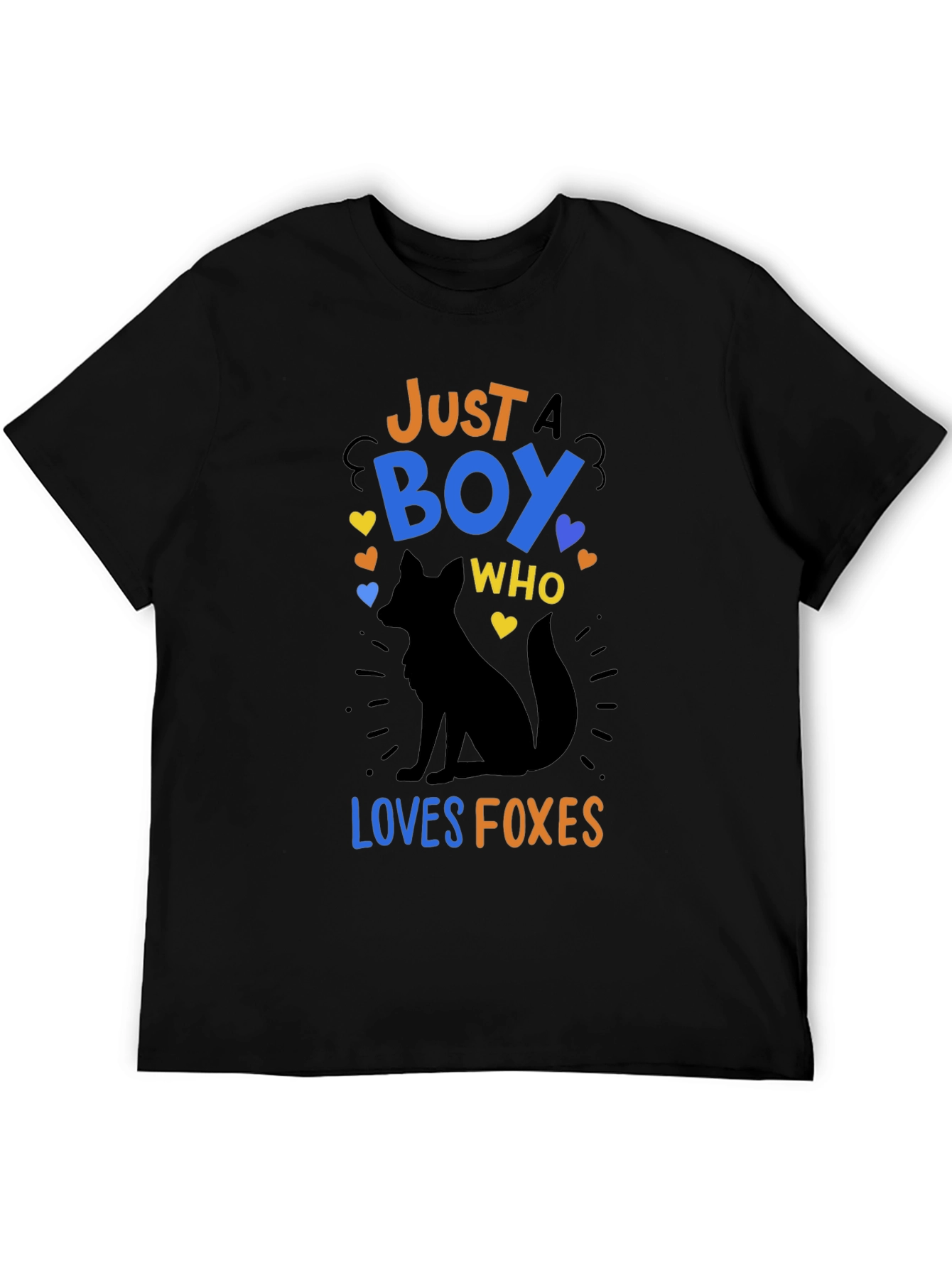 Black Just A Boy Who Loves Foxes T-Shirt view 5