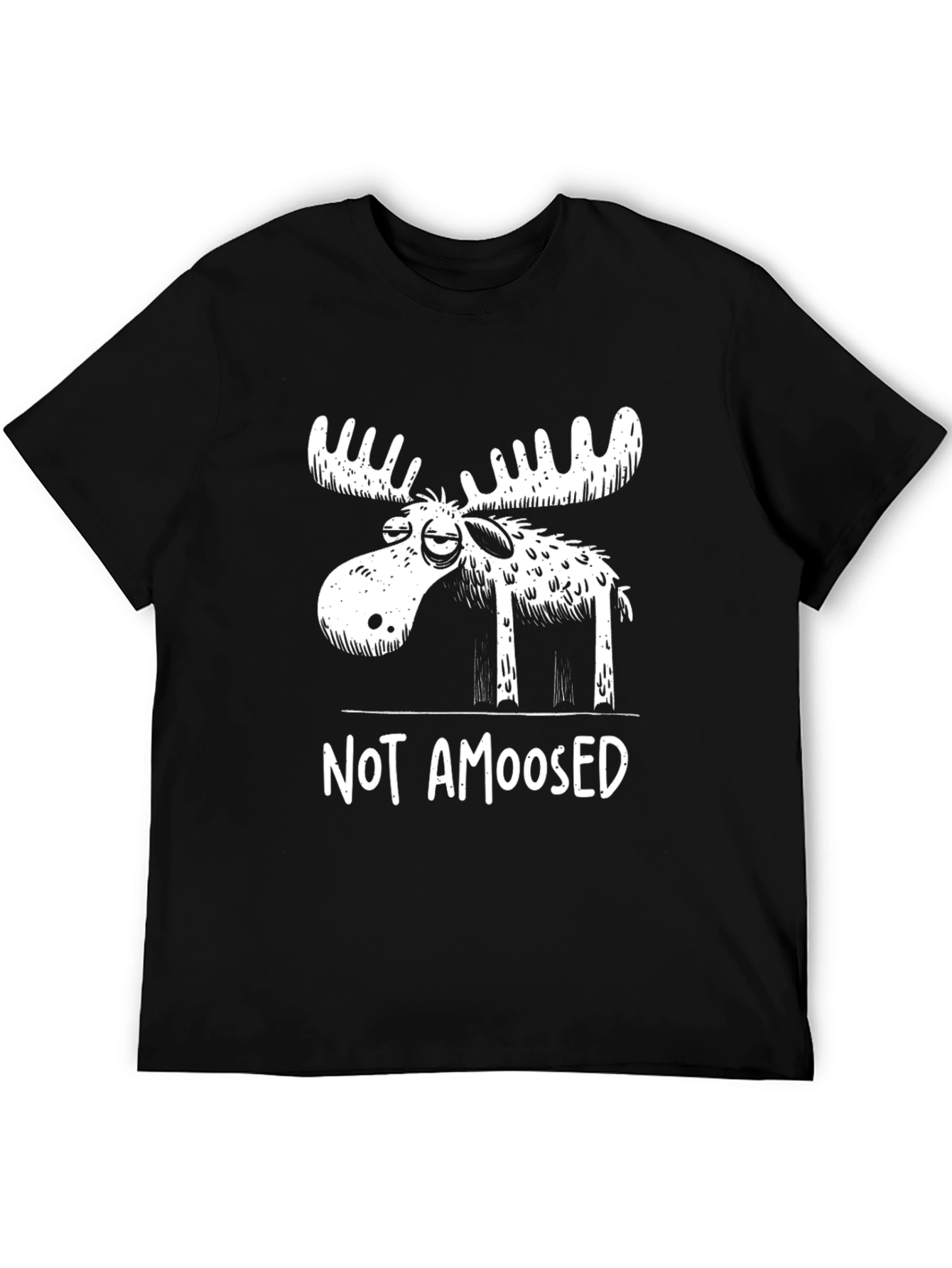 Black Not Amoosed T-Shirt - Funny Moose Graphic Tee view 5
