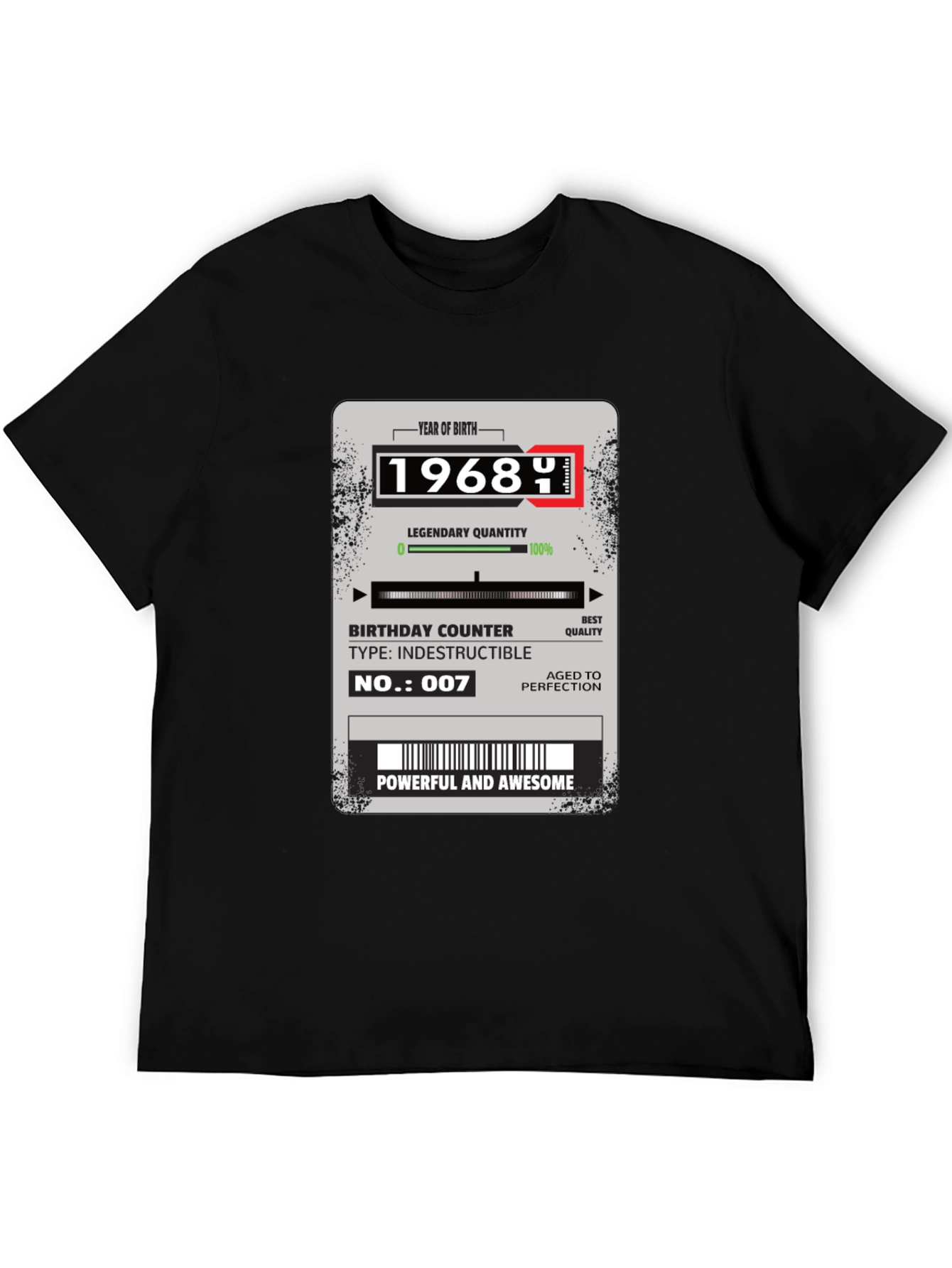 Black 1968 Birthday T-Shirt: Powerful & Awesome view 5