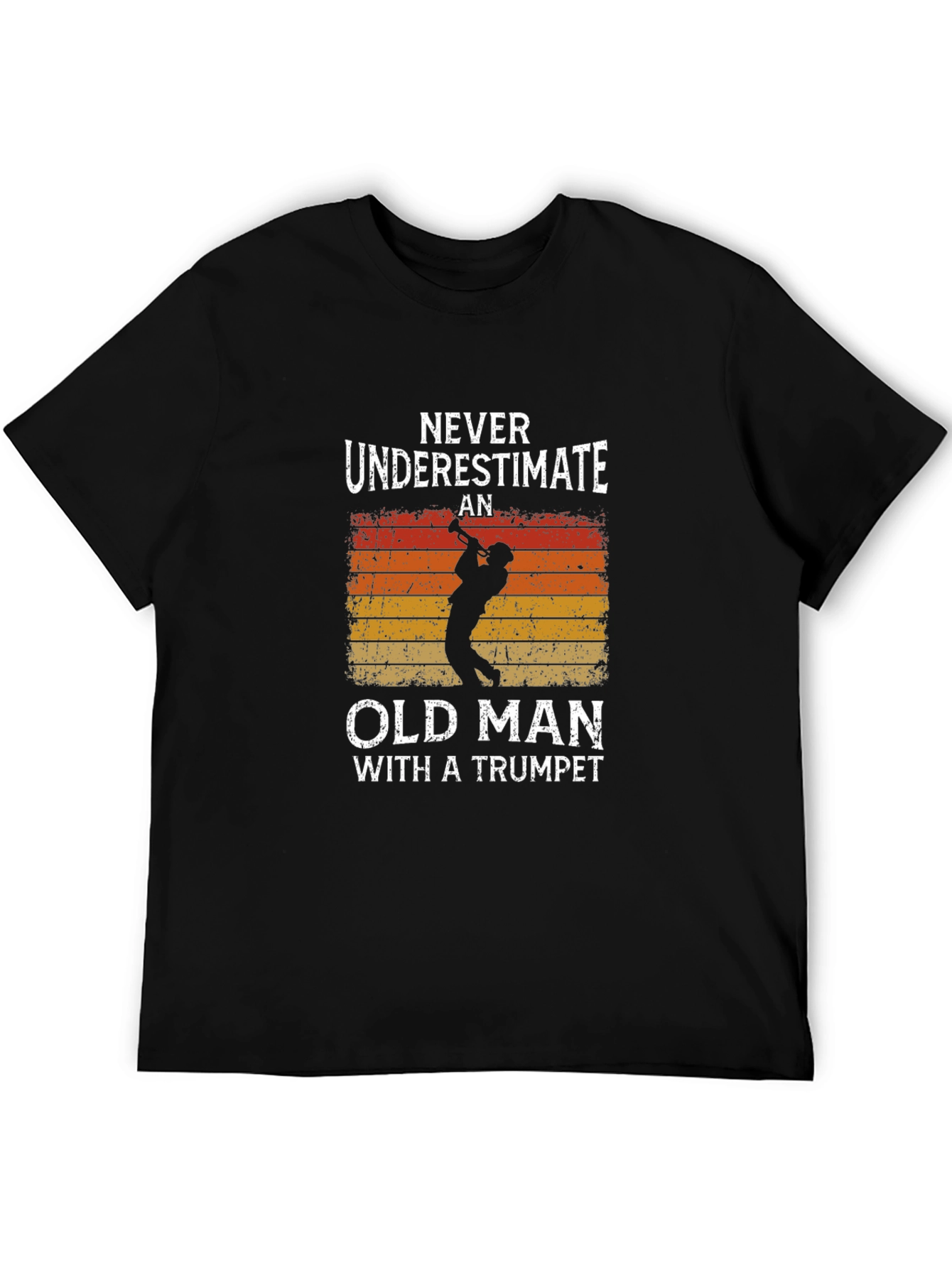 Black Old Man Trumpet T-Shirt - Music Lover Tee view 5
