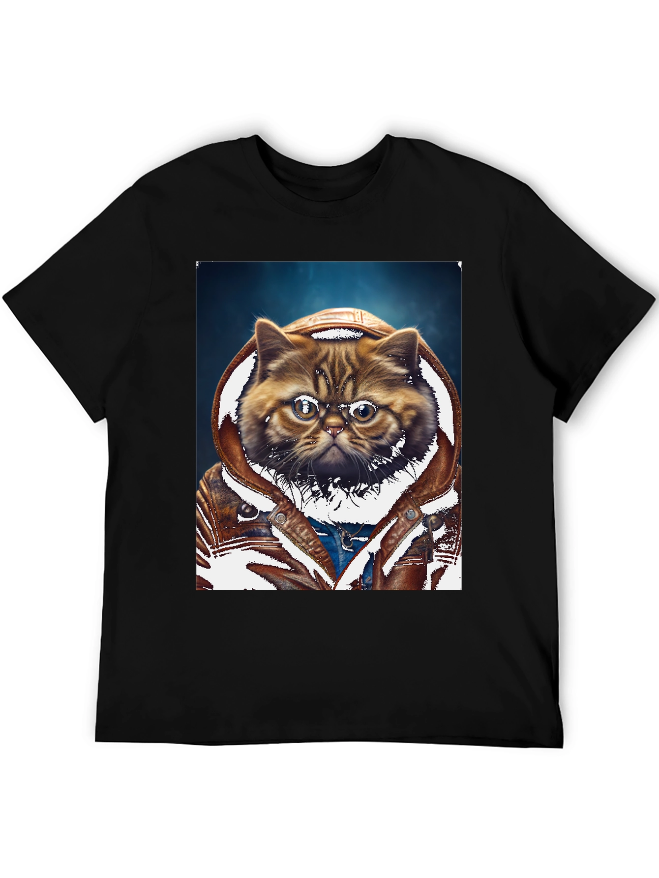 Black Cool Cat in Hoodie T-Shirt view 5