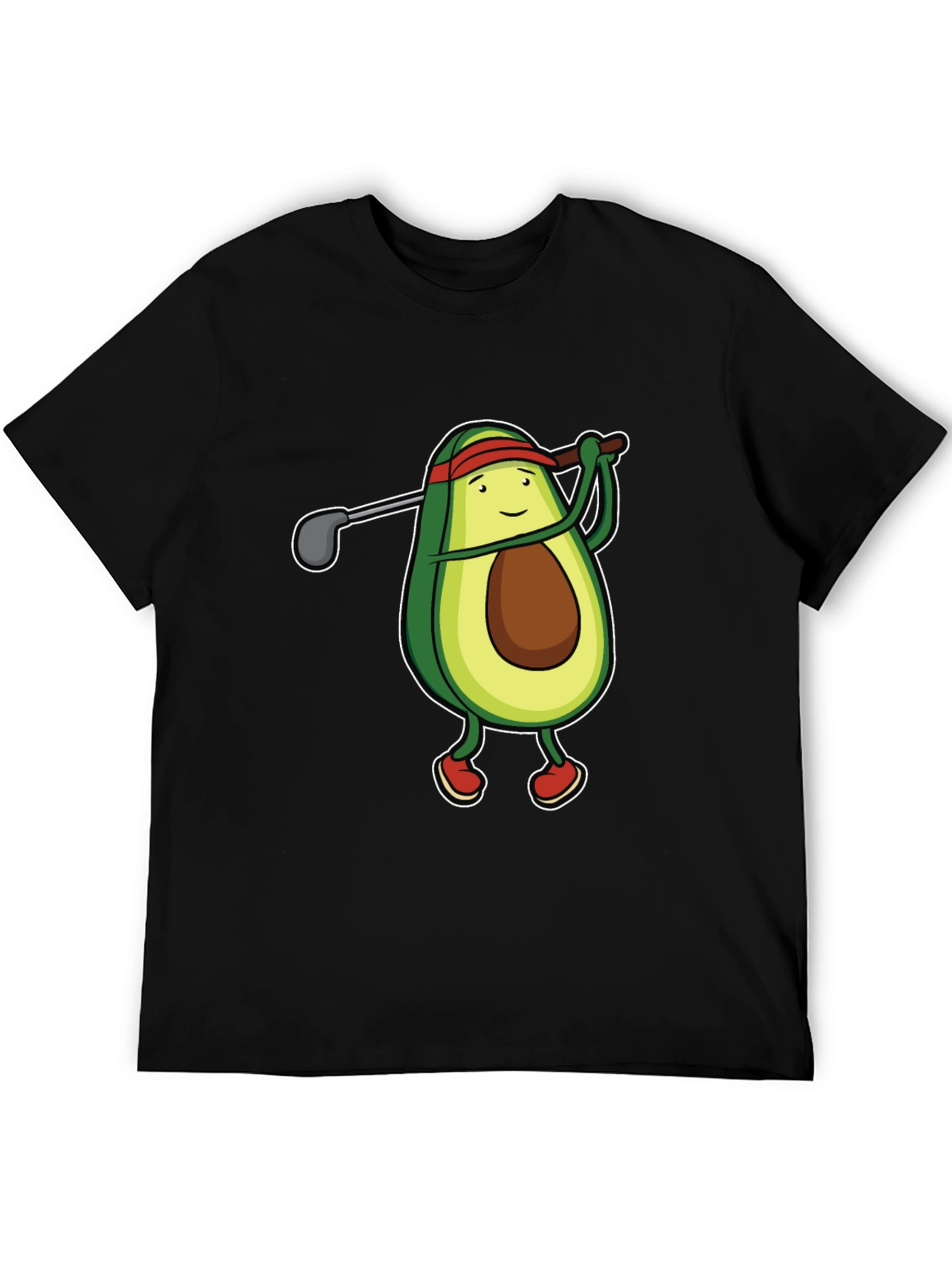 Black Avocado Golfer Funny Black T-Shirt view 5