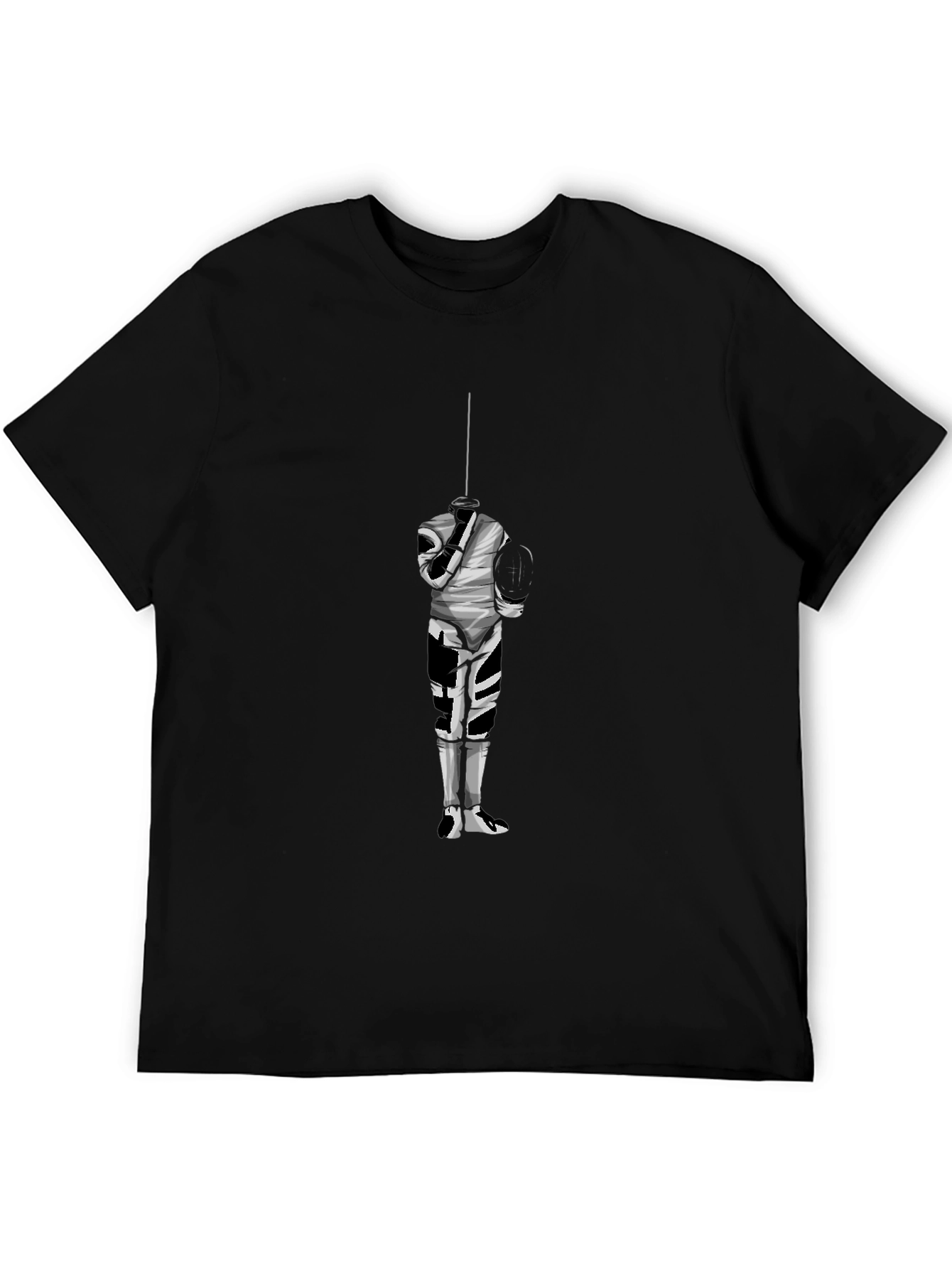 Black Fencing Graphic Tee - Black Cotton T-Shirt view 5