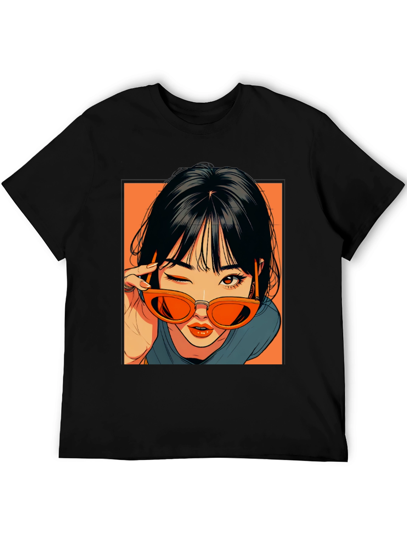 Black Anime Girl Graphic Tee - Retro Style view 5