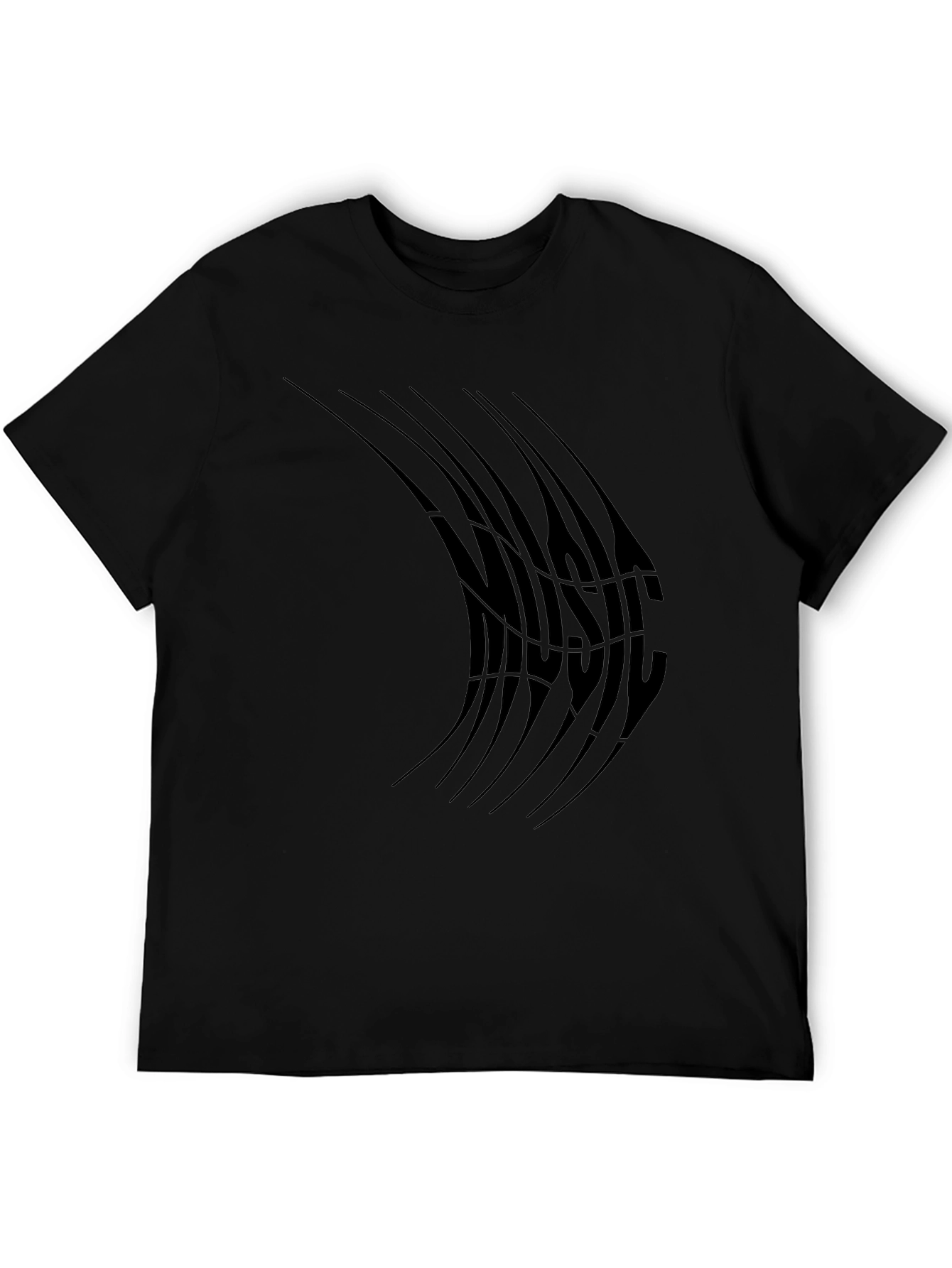 Black Abstract Music T-Shirt - Black view 5