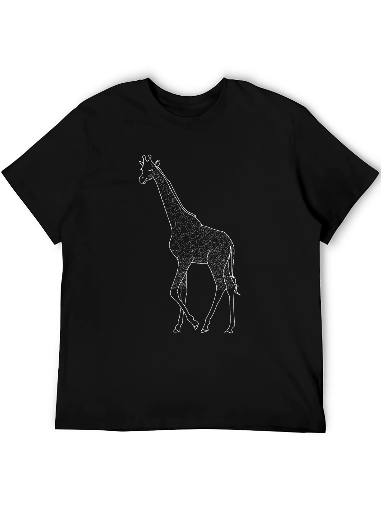 Black Giraffe Outline Graphic Tee - Black Cotton Blend view 5