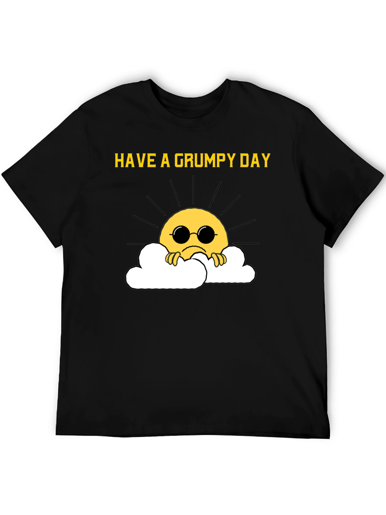 Black Grumpy Sun T-Shirt - Funny Graphic Tee view 5