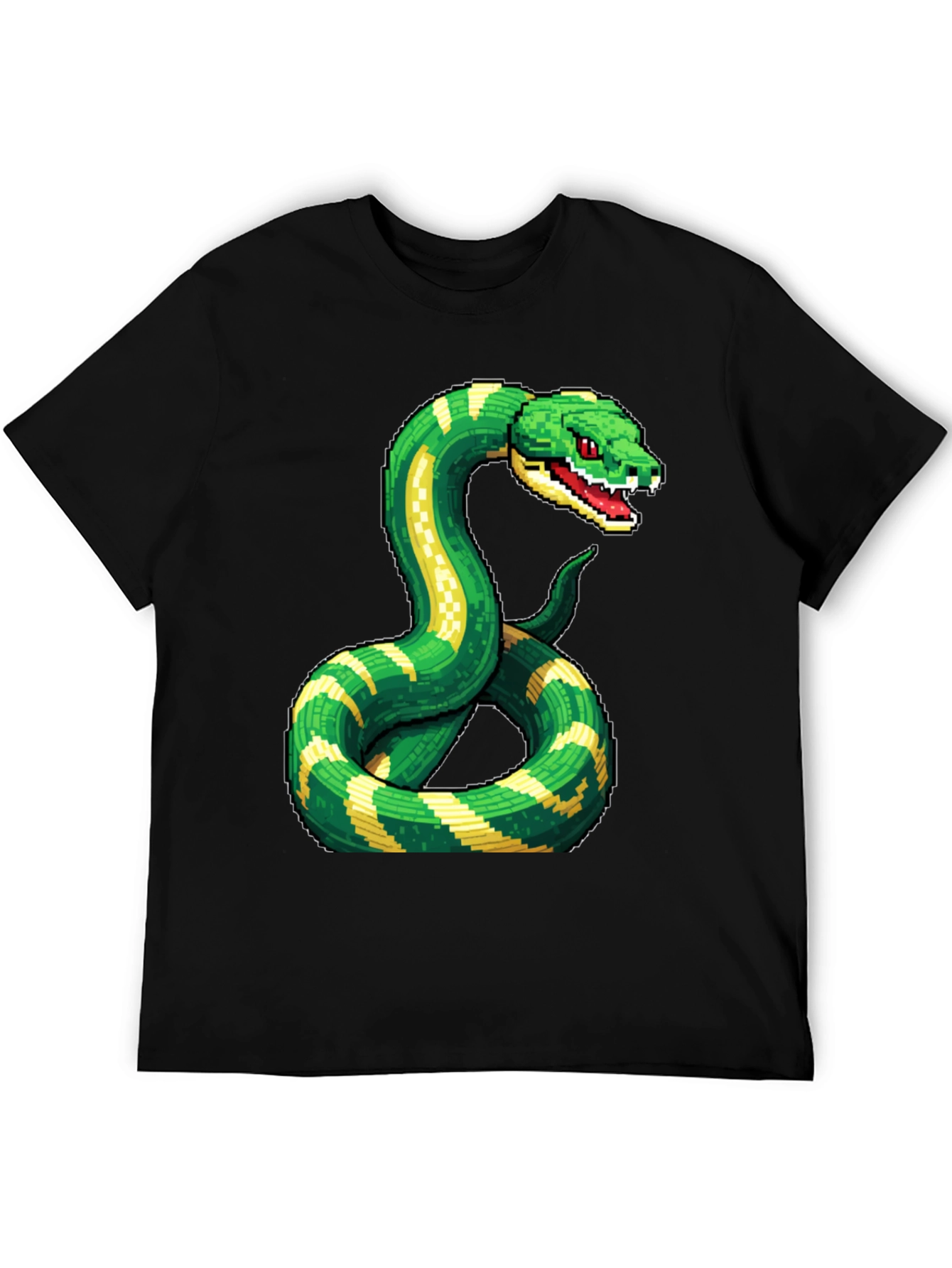 Black Pixelated Snake Graphic Tee - Gamer Style view 5