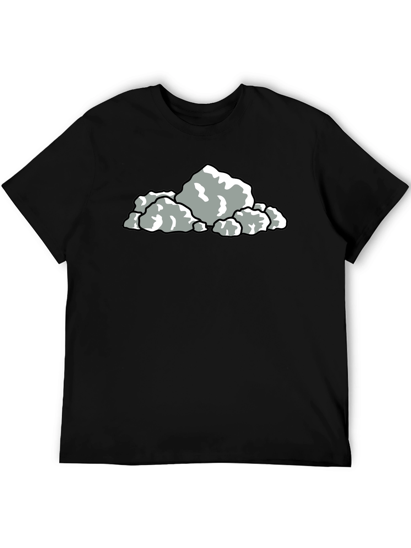 Black Cartoon Rocks Graphic Black T-Shirt view 5
