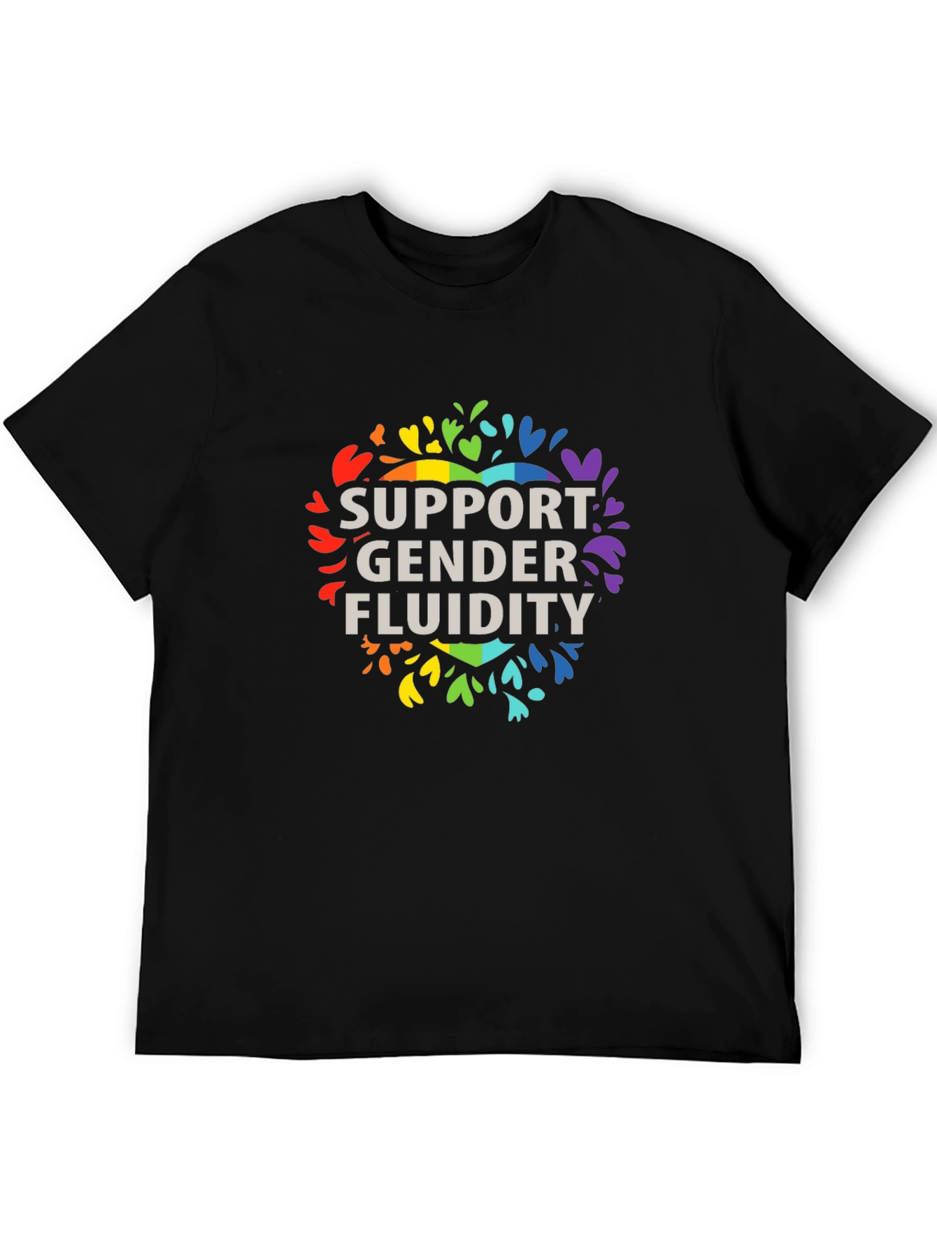 Black Support Gender Fluidity Pride T-Shirt view 5