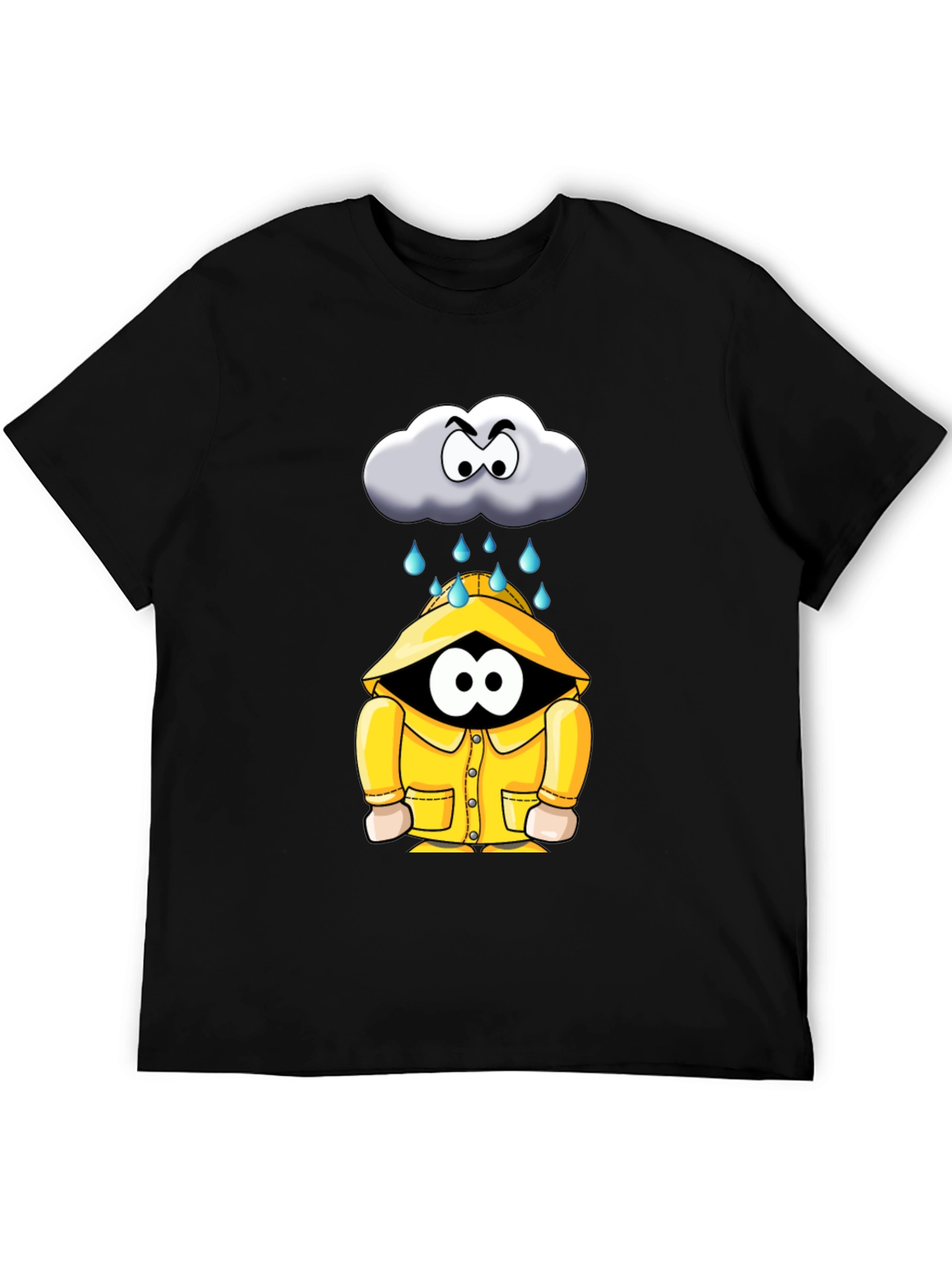 Black Rain Cloud Cartoon Graphic Tee view 5