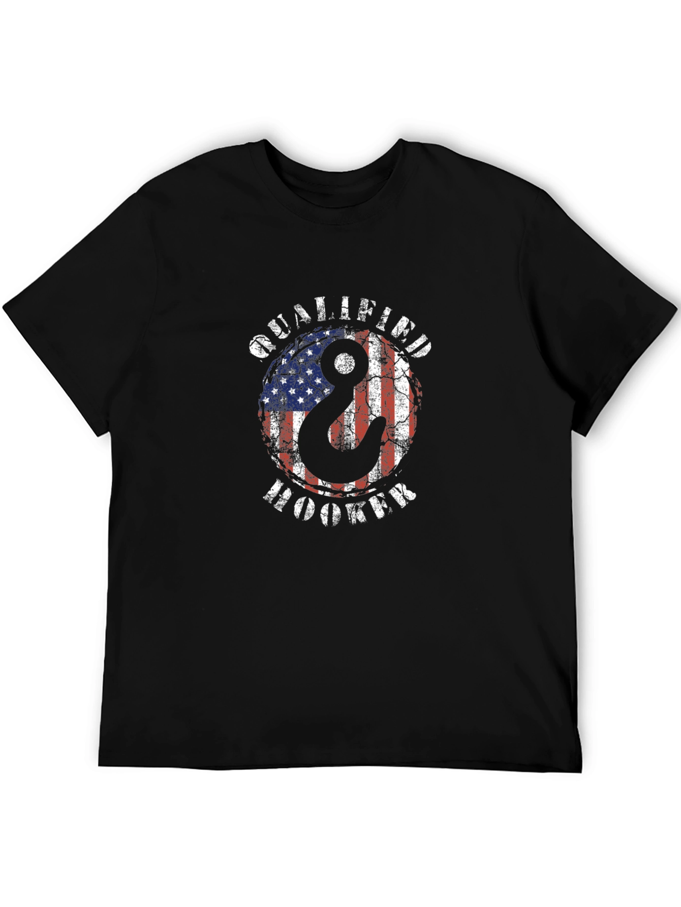 Black Qualified Hooker USA Flag Graphic T-Shirt view 5