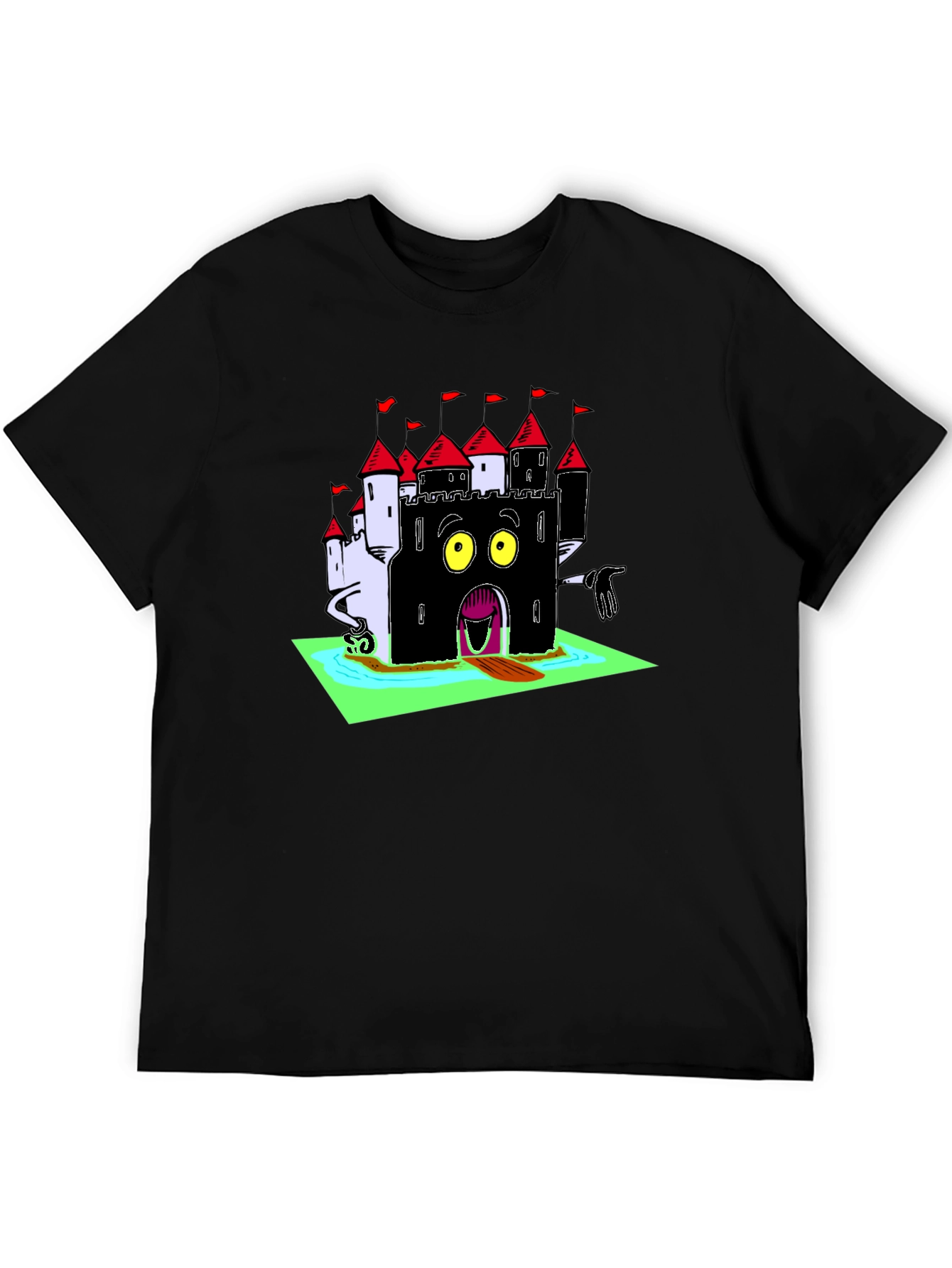 Black Spooky Castle Graphic Tee - Unique Horror Design view 5
