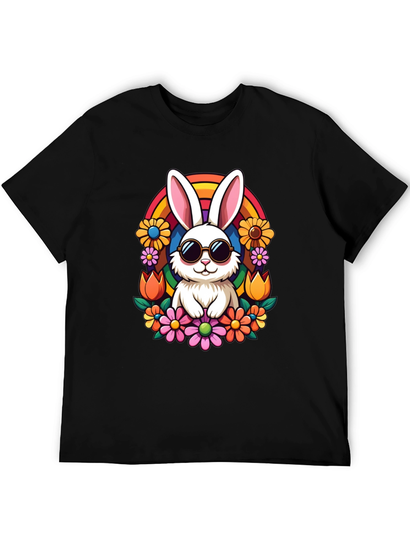 Black Cool Bunny Rainbow Tee view 5