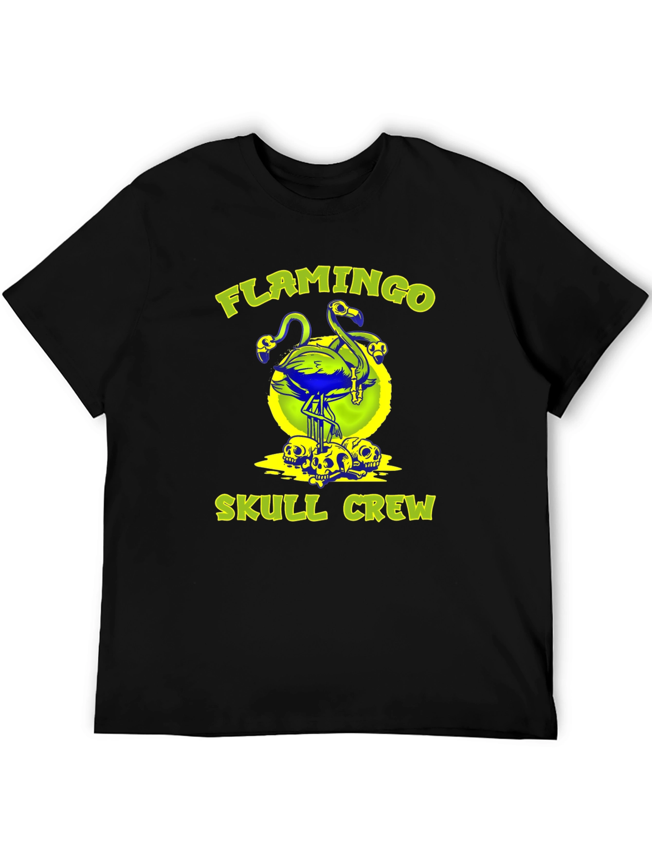 Black Flamingo Skull Crew Graphic Tee - Bold & Unique! view 5