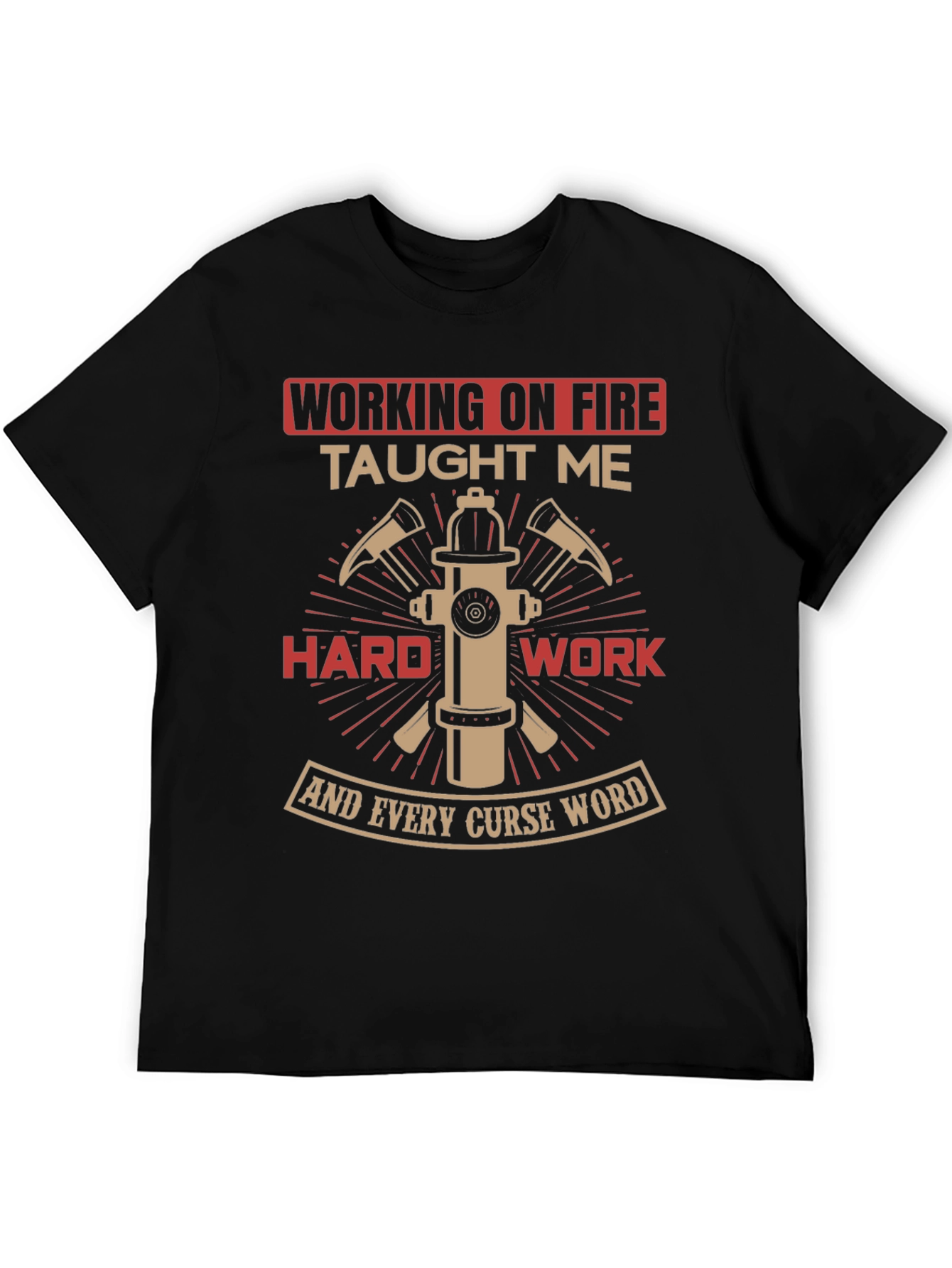 Black Firefighter Humor T-Shirt - "Working on Fire" view 5