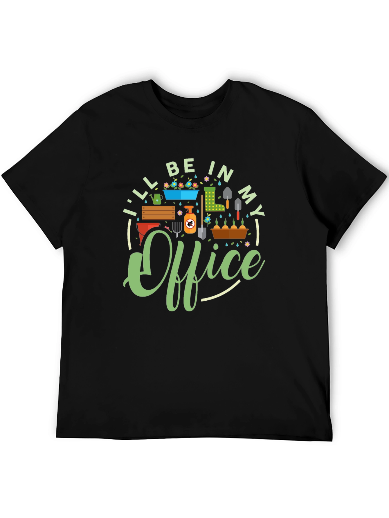 Black Gardener's "In My Office" Black T-Shirt view 5