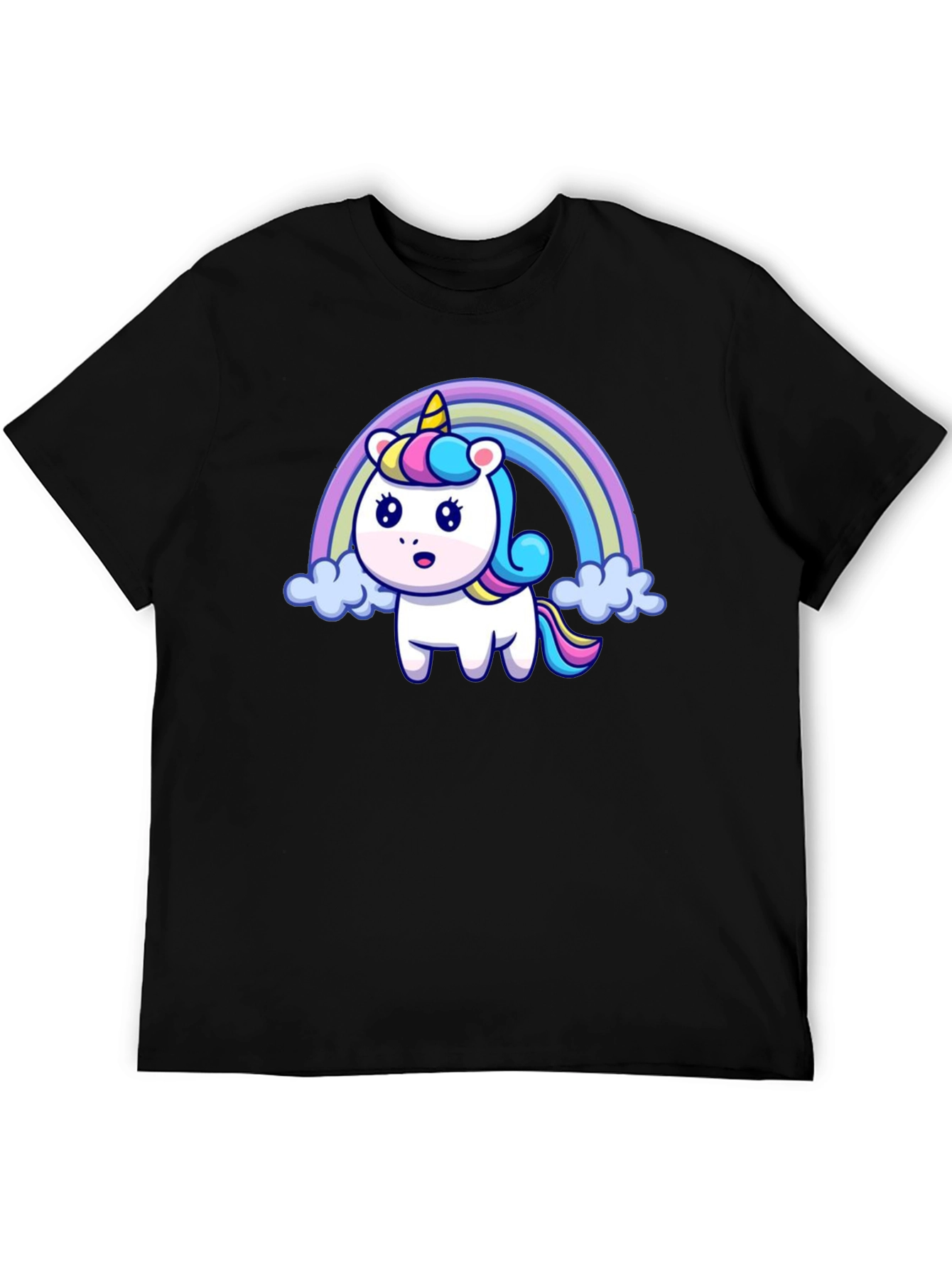 Black Rainbow Unicorn Graphic T-Shirt view 5