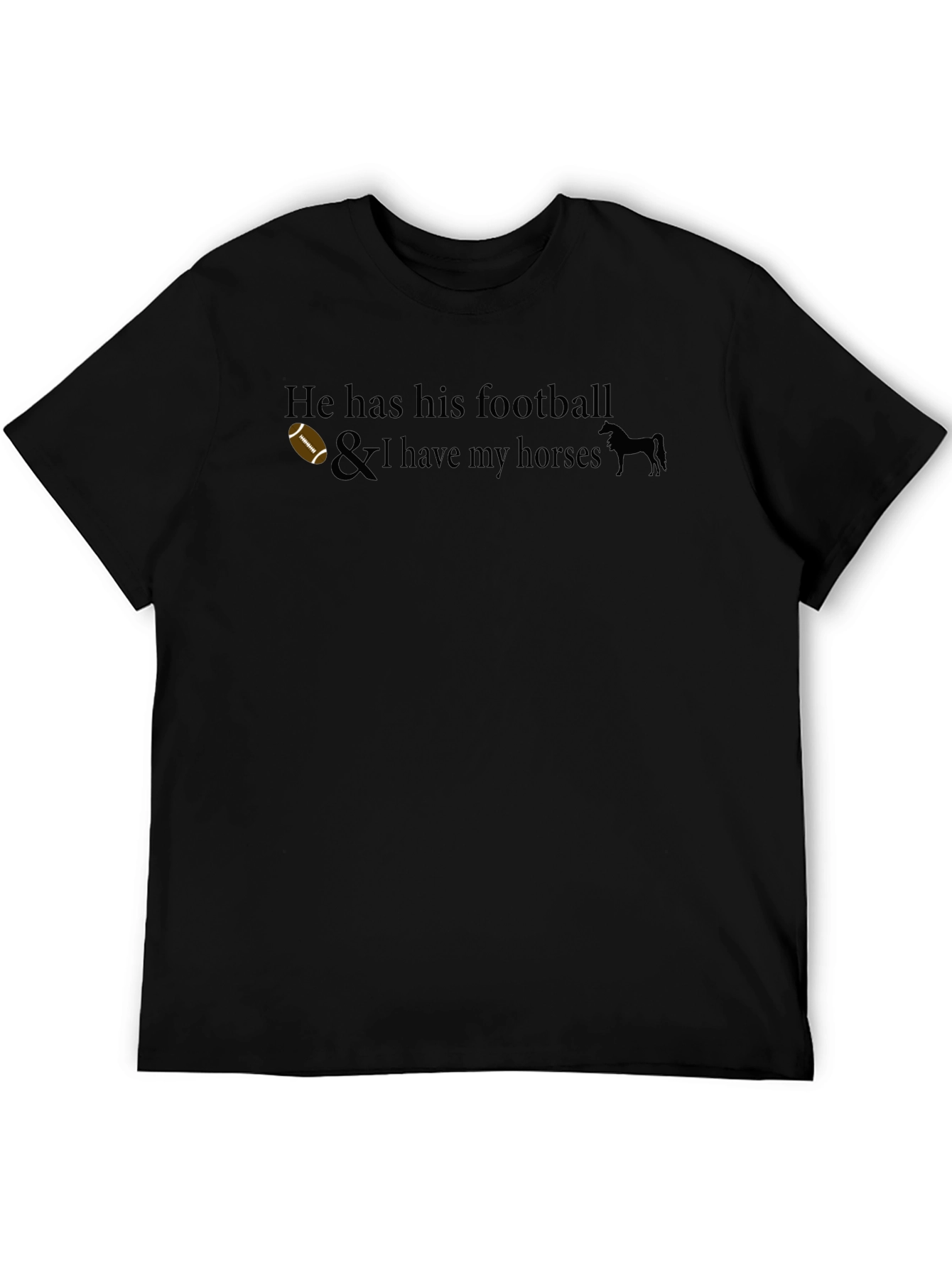 Black Football & Horses Graphic Tee view 5