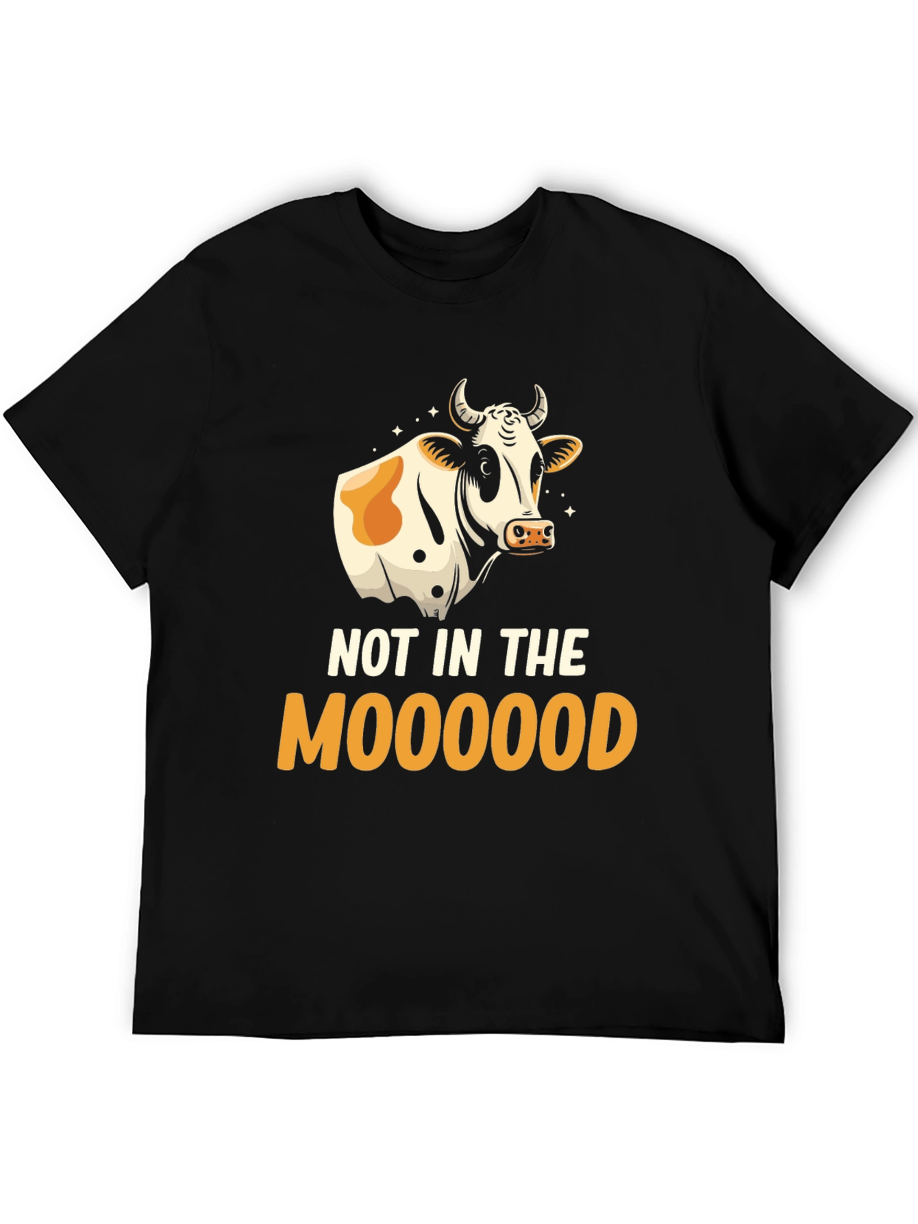 Black Not In The Moooood T-Shirt - Funny Cow Graphic Tee view 5