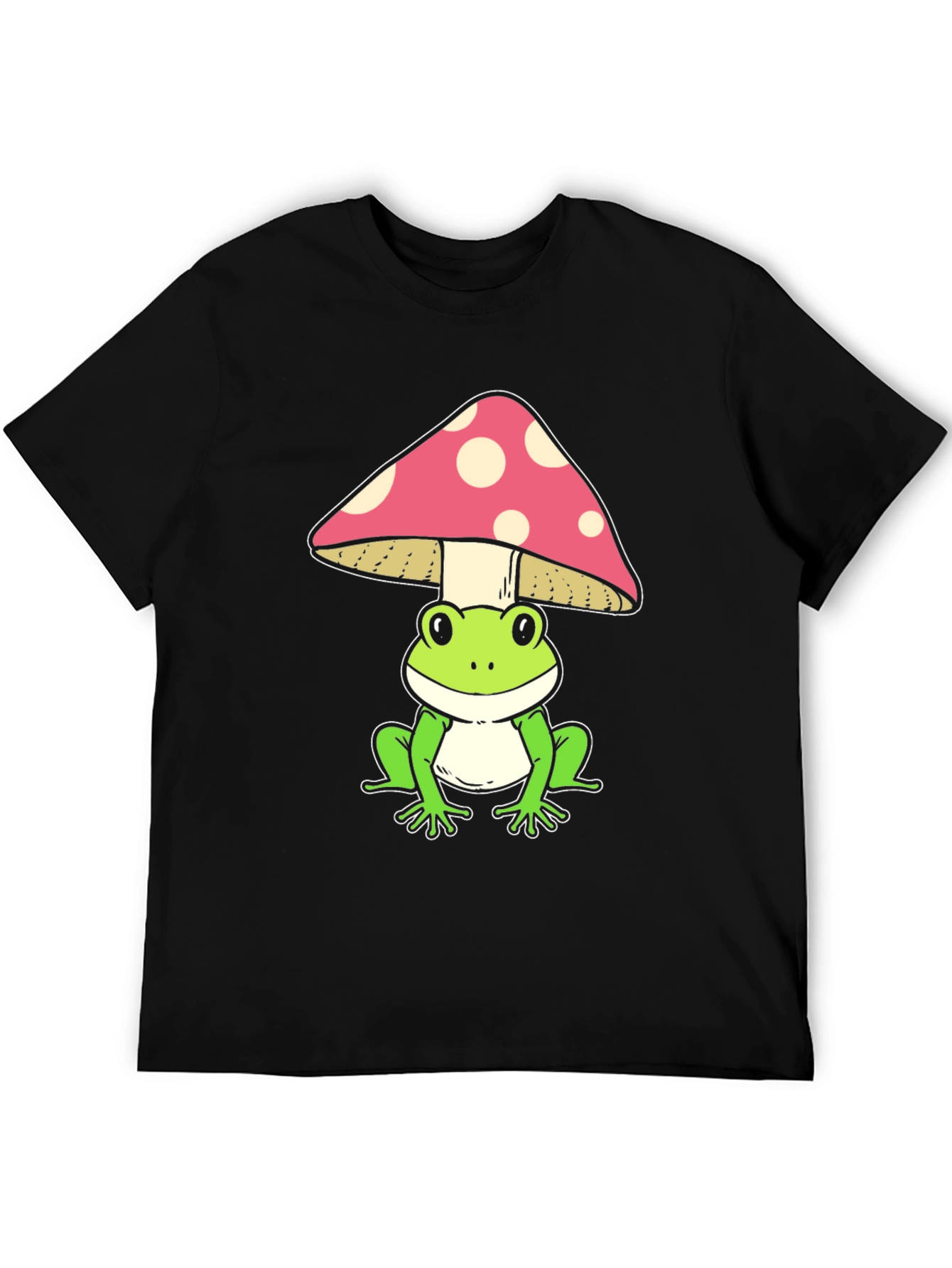 Black Frog Under Mushroom Graphic Tee - Black view 5