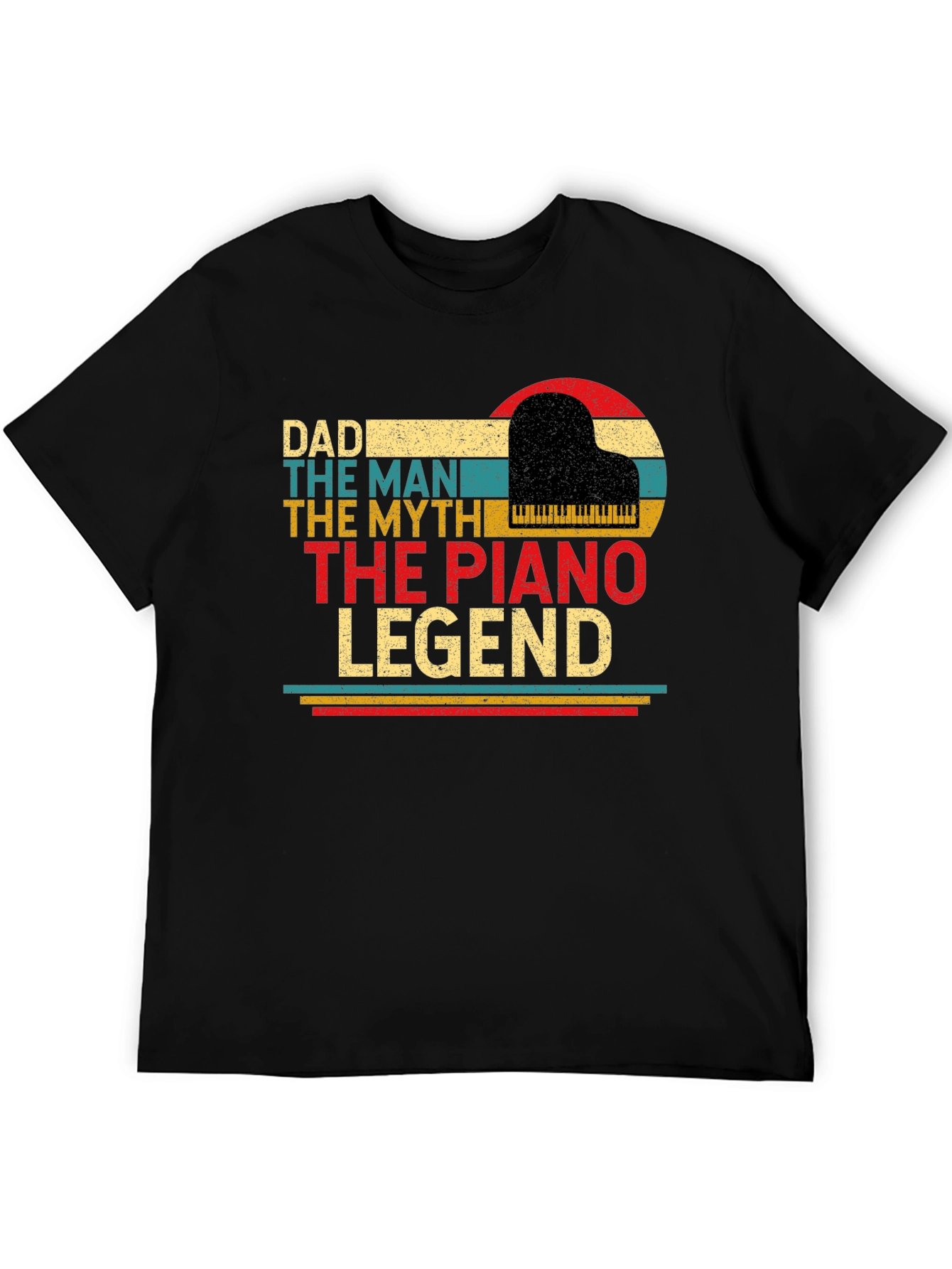 Black Dad Piano Legend T-Shirt - The Man, The Myth view 5