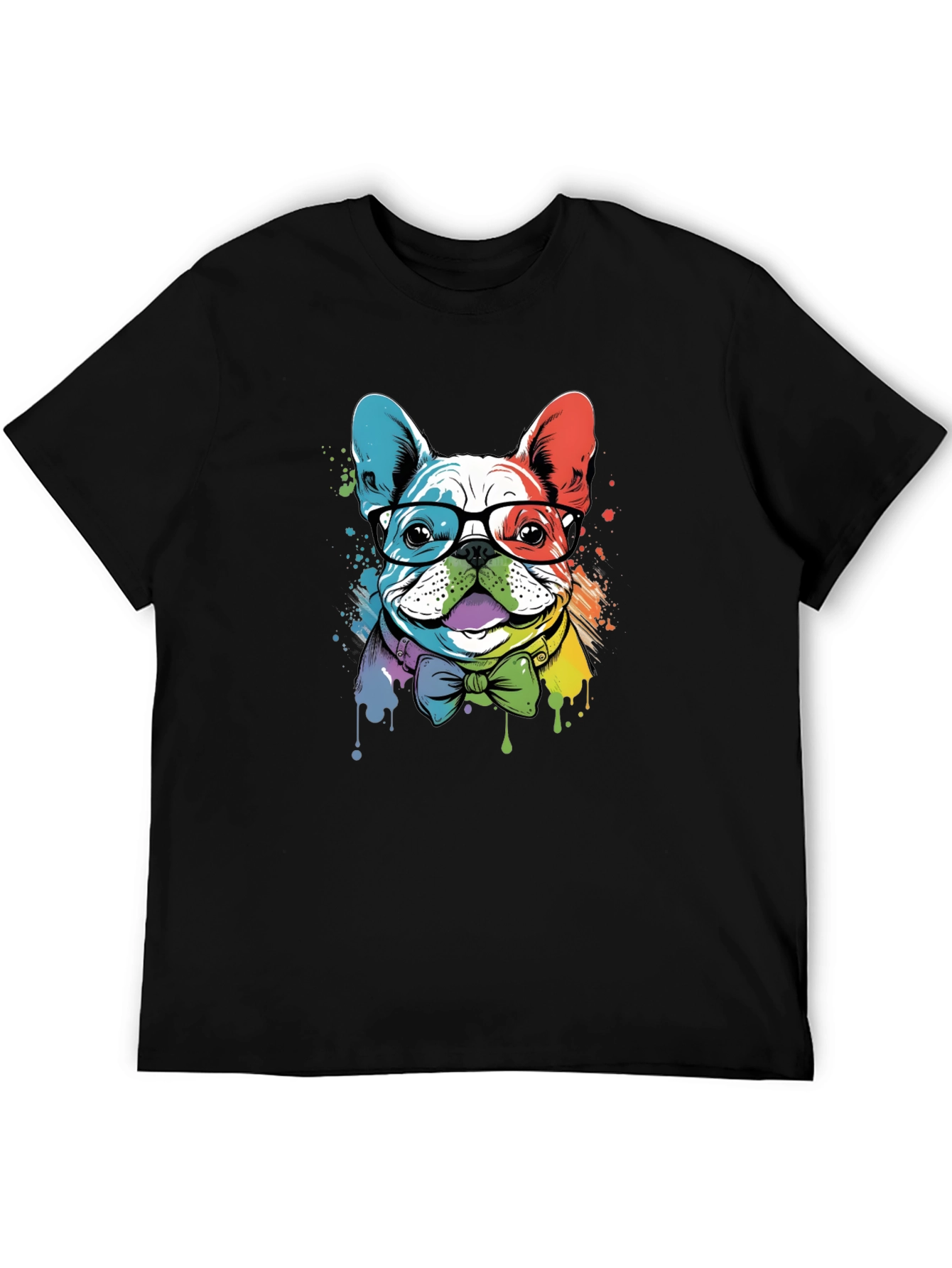Black Cool Bulldog Graphic Tee - Modern Design view 5