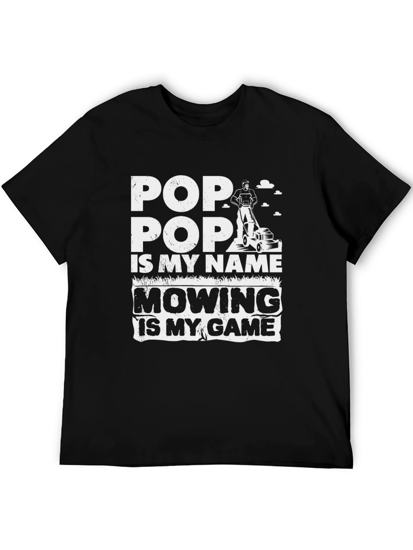 Black Pop Pop Mowing Game T-Shirt - Gift for Grandfather view 5