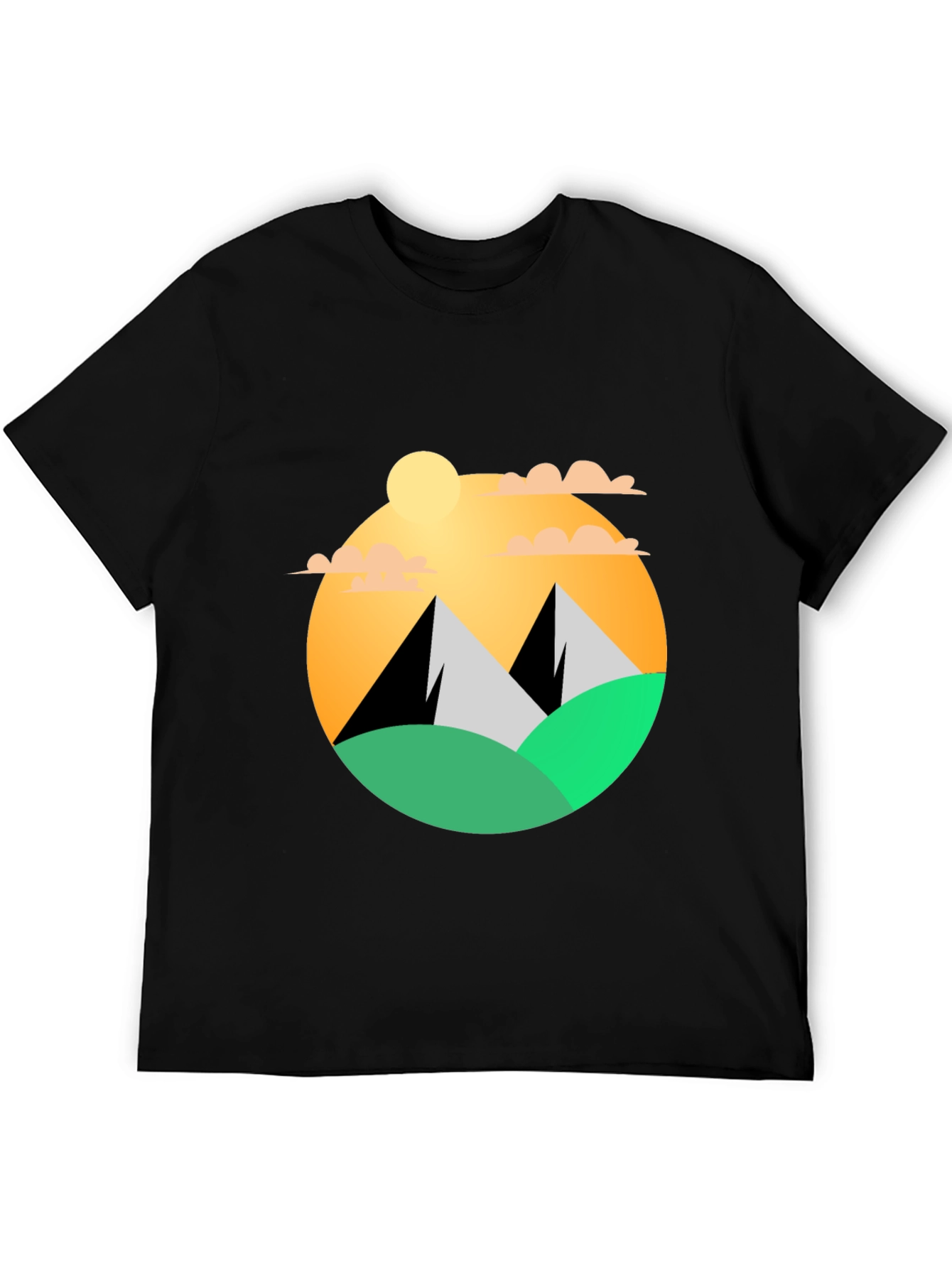 Black Mountainscape Graphic Tee - Black Cotton Blend view 5