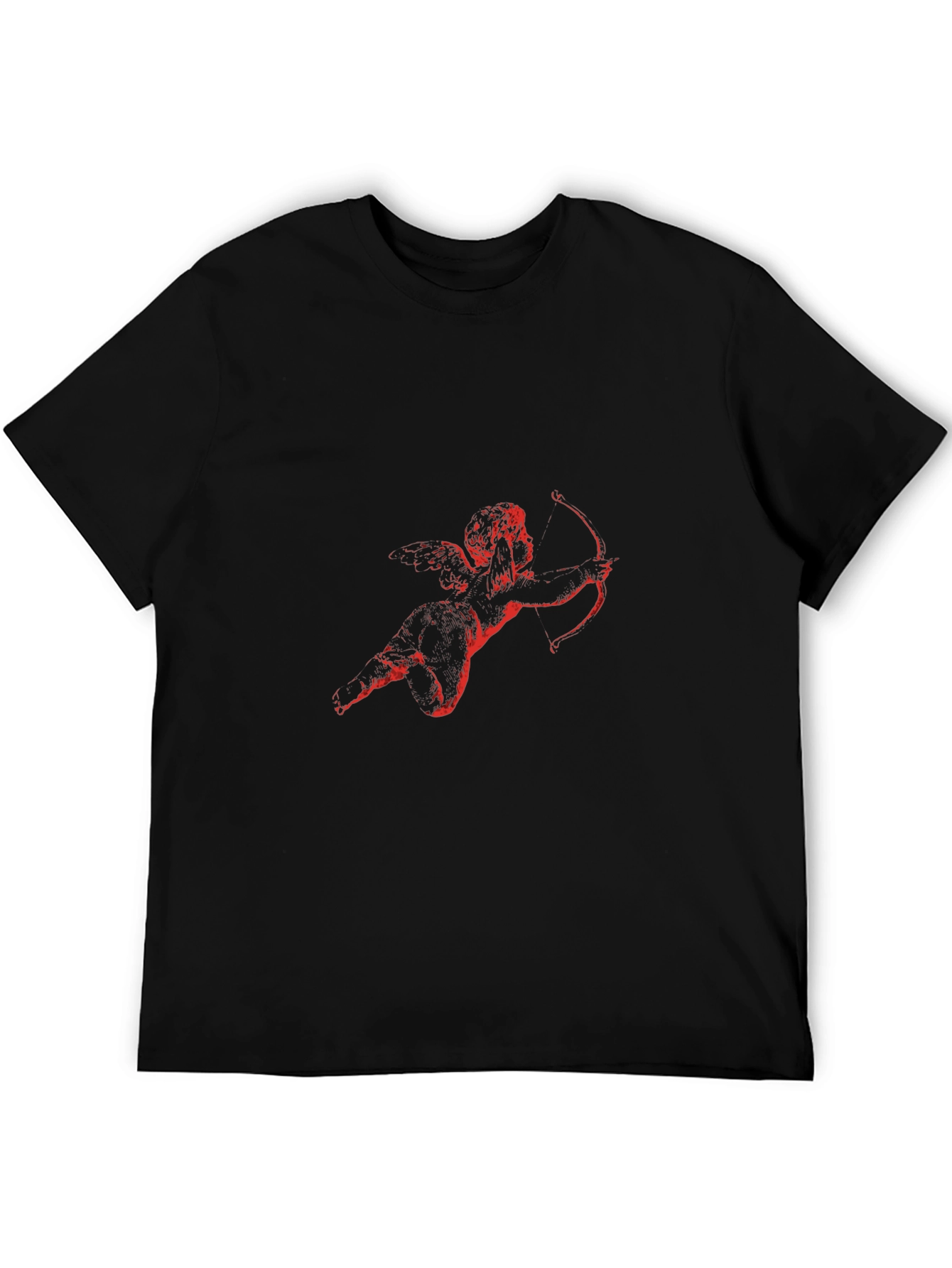 Black Angel Cupid Graphic Print Black T-Shirt view 5