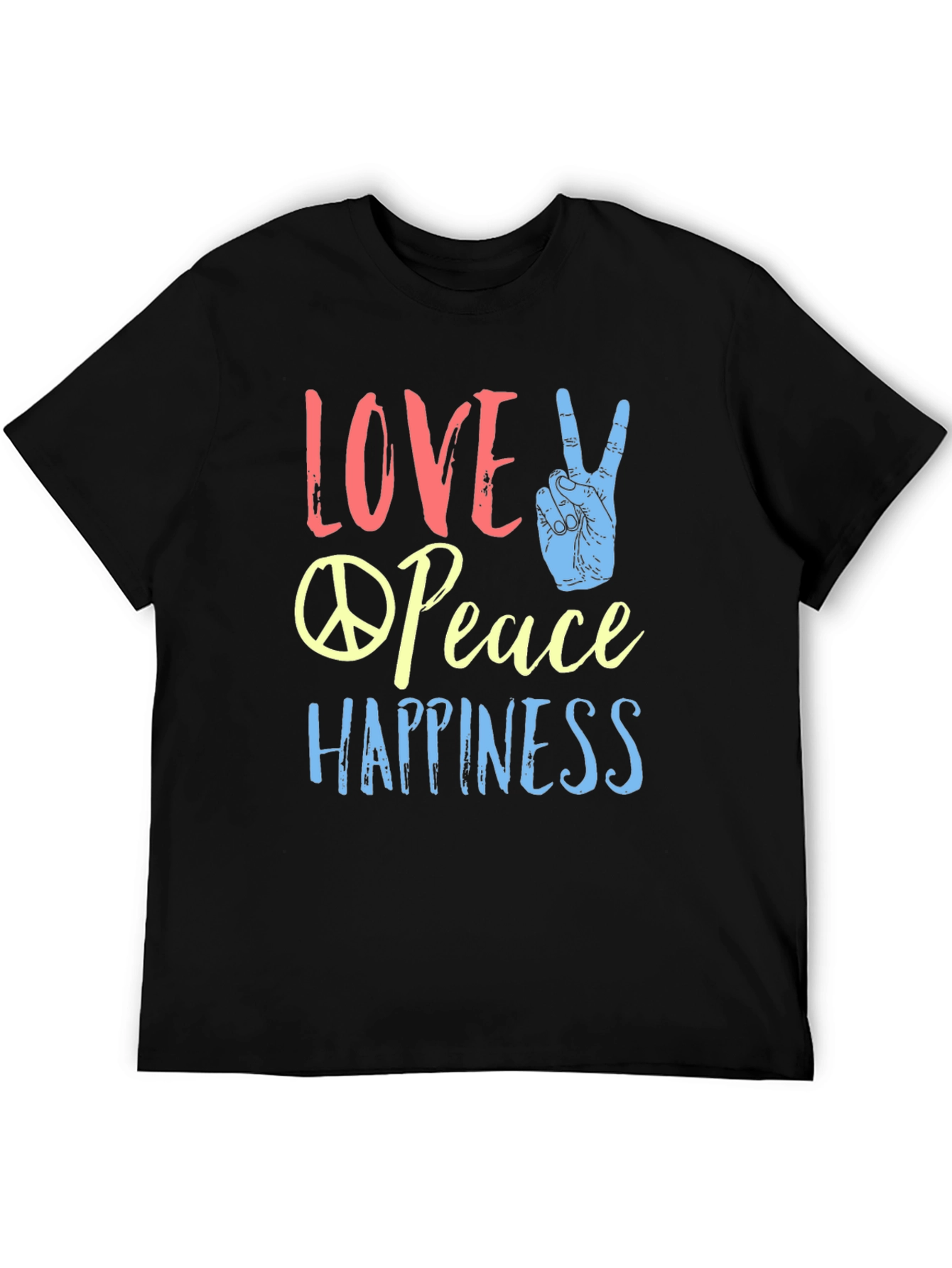 Black Love Peace Happiness Graphic T-Shirt view 5