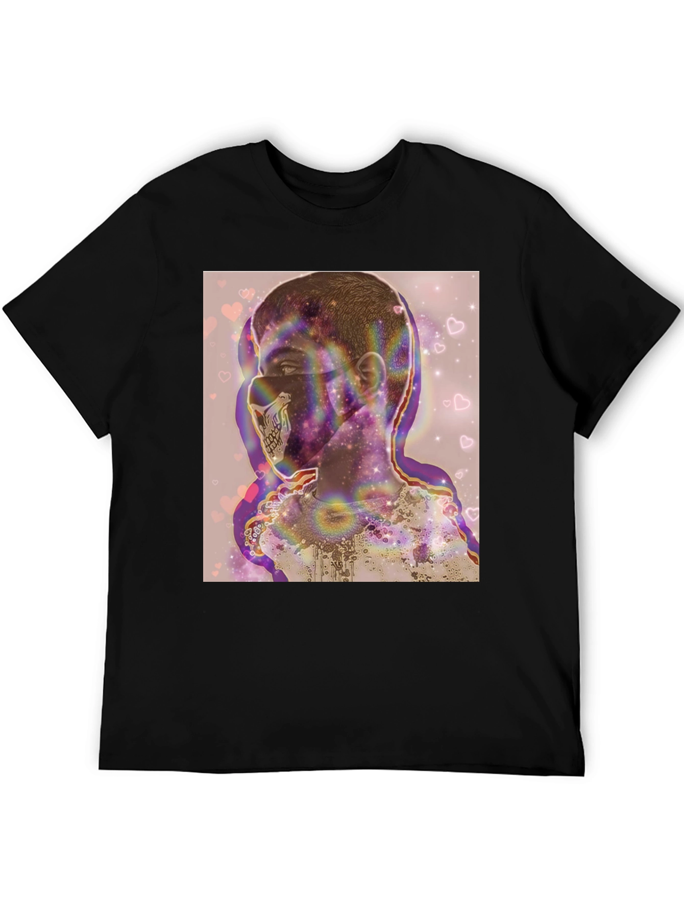 Black Psychedelic Skull Mask Graphic Tee view 5