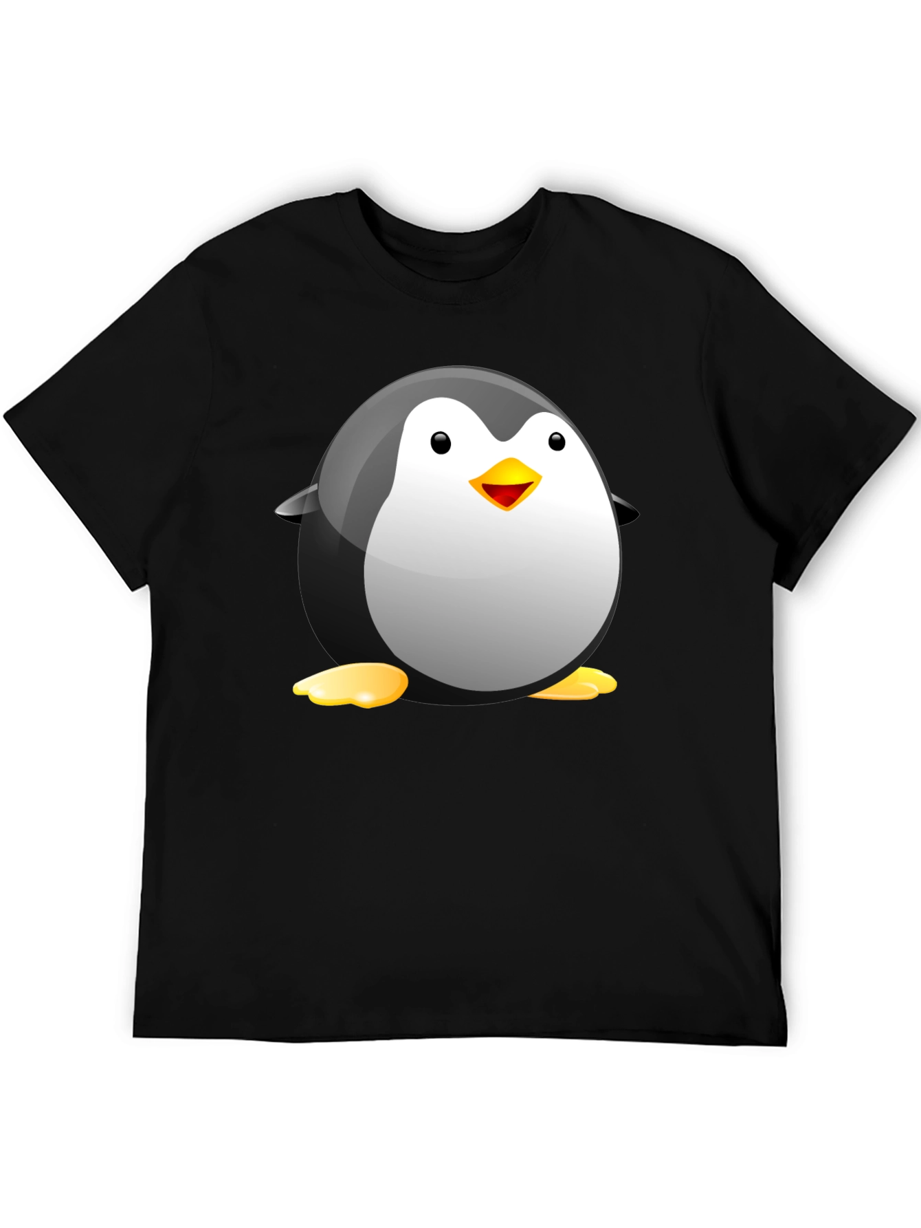 Black Cartoon Penguin Graphic Tee - Soft Cotton Blend view 5