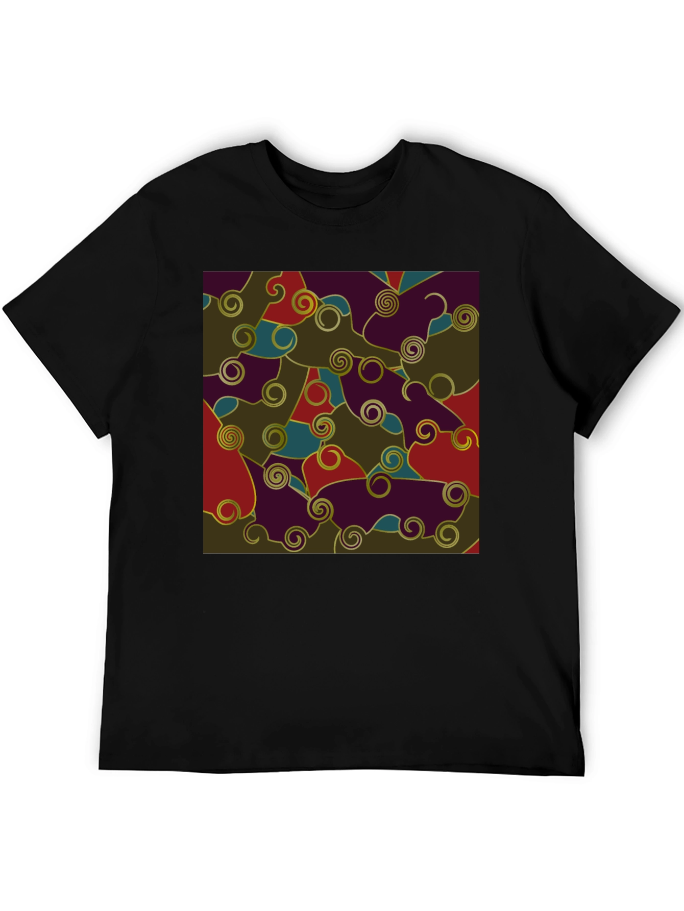 Black Abstract Pattern Black T-Shirt view 5