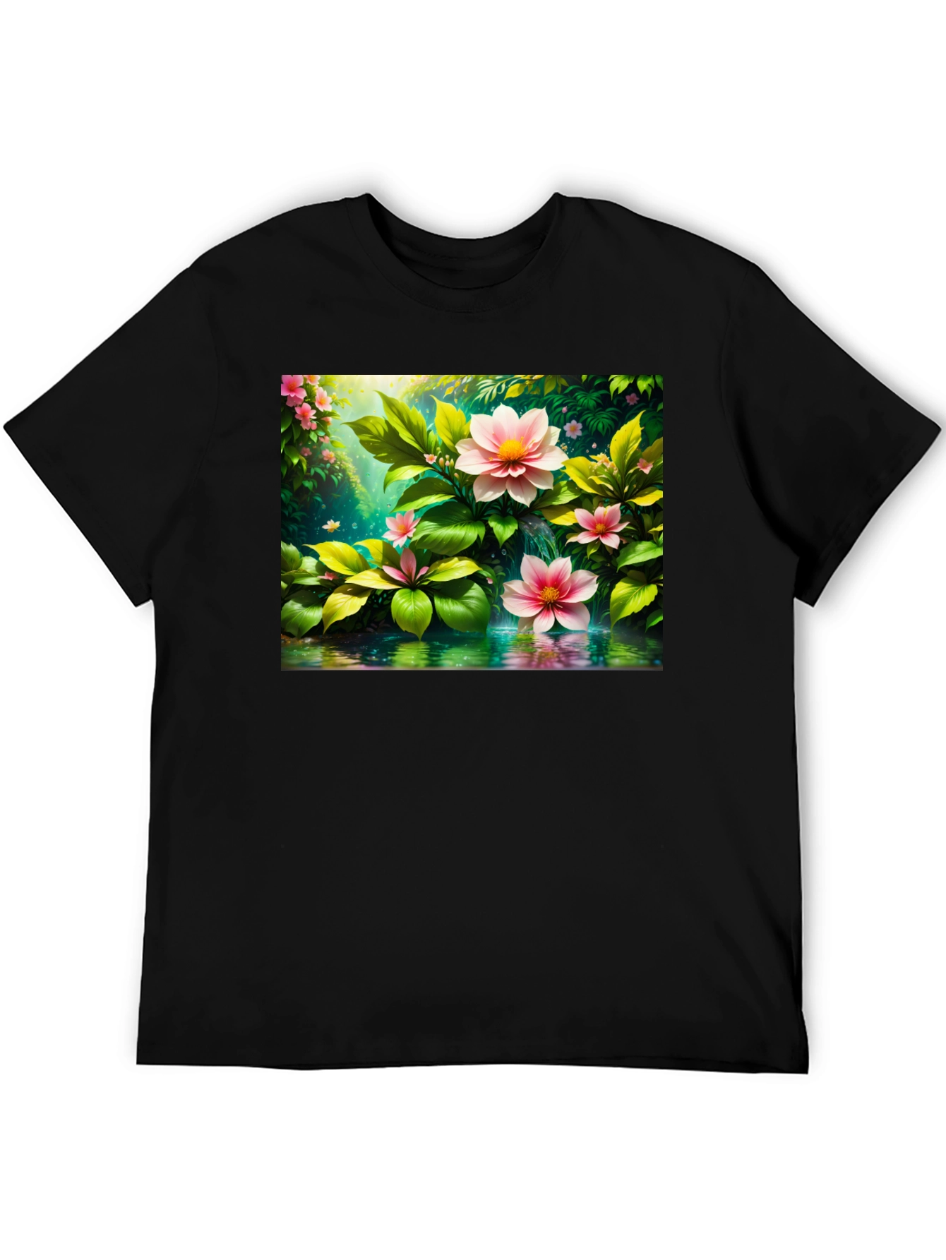 Black Floral Bloom T-Shirt - Nature Inspired Tee view 5