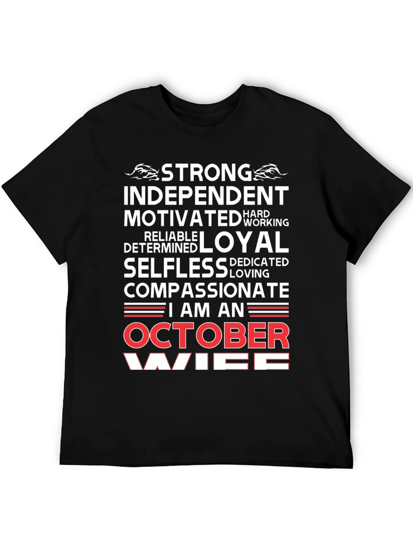 Black Strong October Wife Black T-Shirt view 5