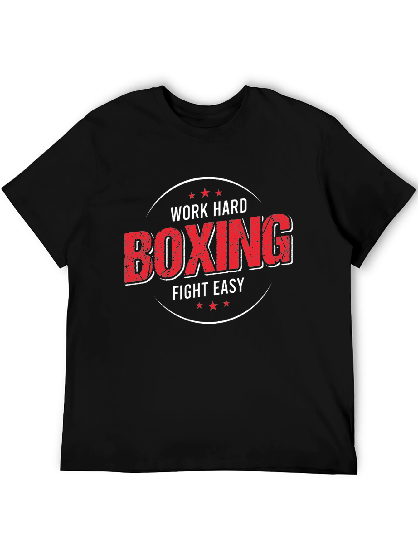 Black Work Hard Boxing Fight Easy Graphic T-Shirt view 5