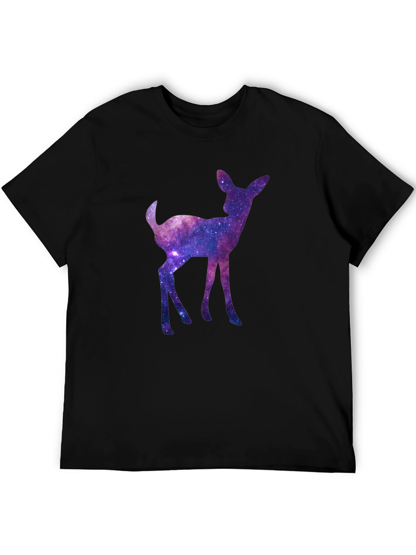 Black Galaxy Deer Graphic Tee - Cosmic Fawn T-Shirt view 5