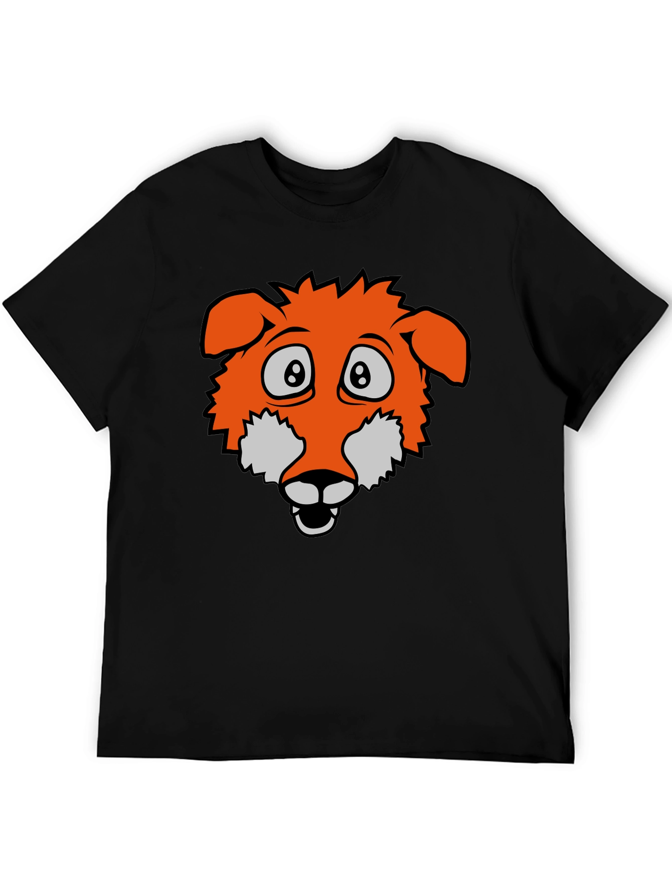 Black Cartoon Fox Graphic Tee - Black view 5