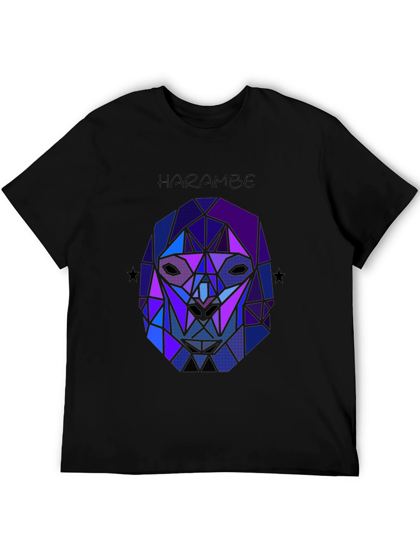 Black Harambe Graphic Tee - Geometric Gorilla Design view 5