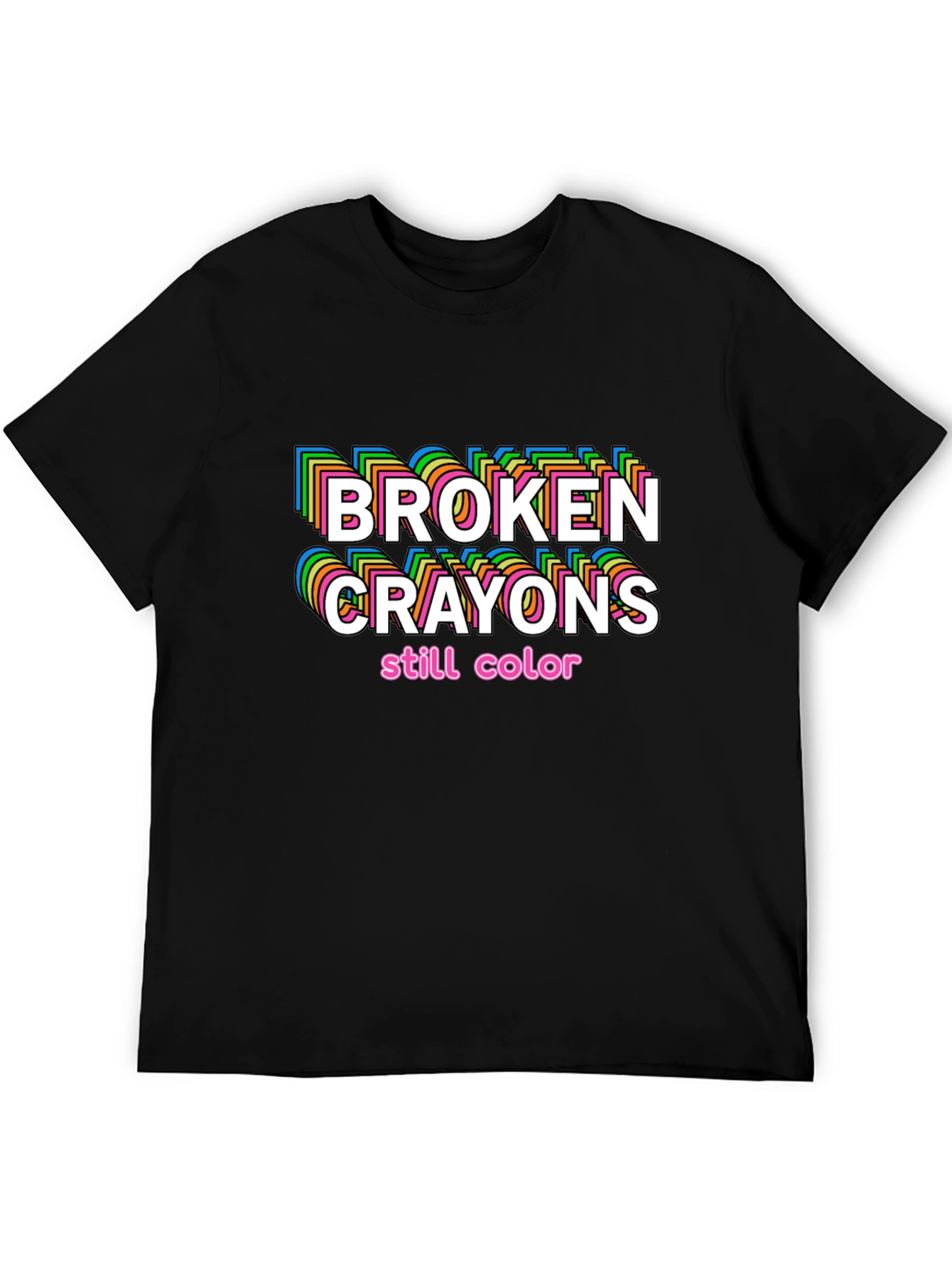 Black Broken Crayons Still Color Graphic T-Shirt view 5
