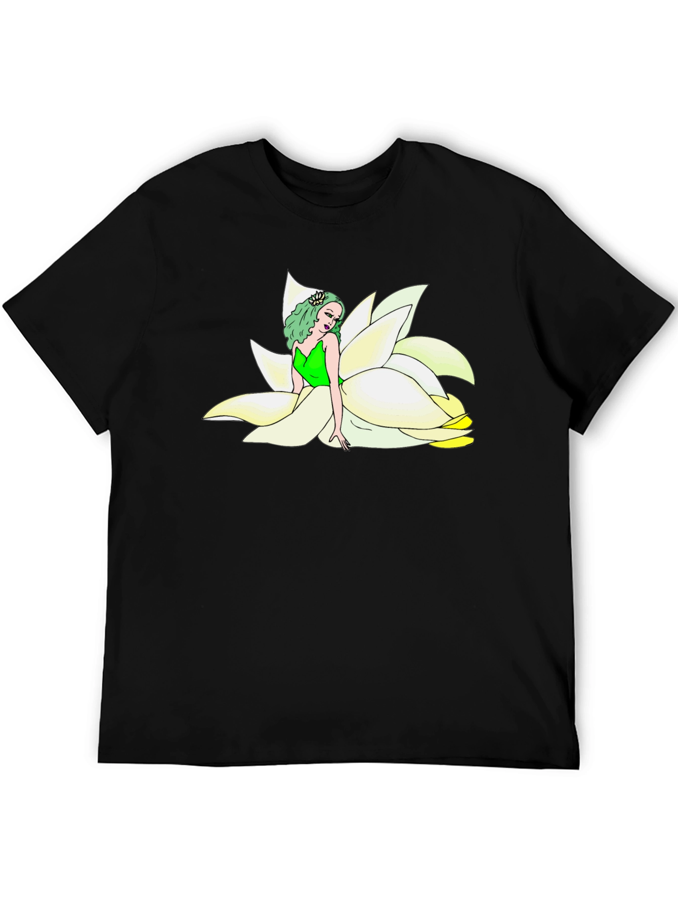 Black Floral Fairy T-Shirt - Unique Graphic Tee view 5