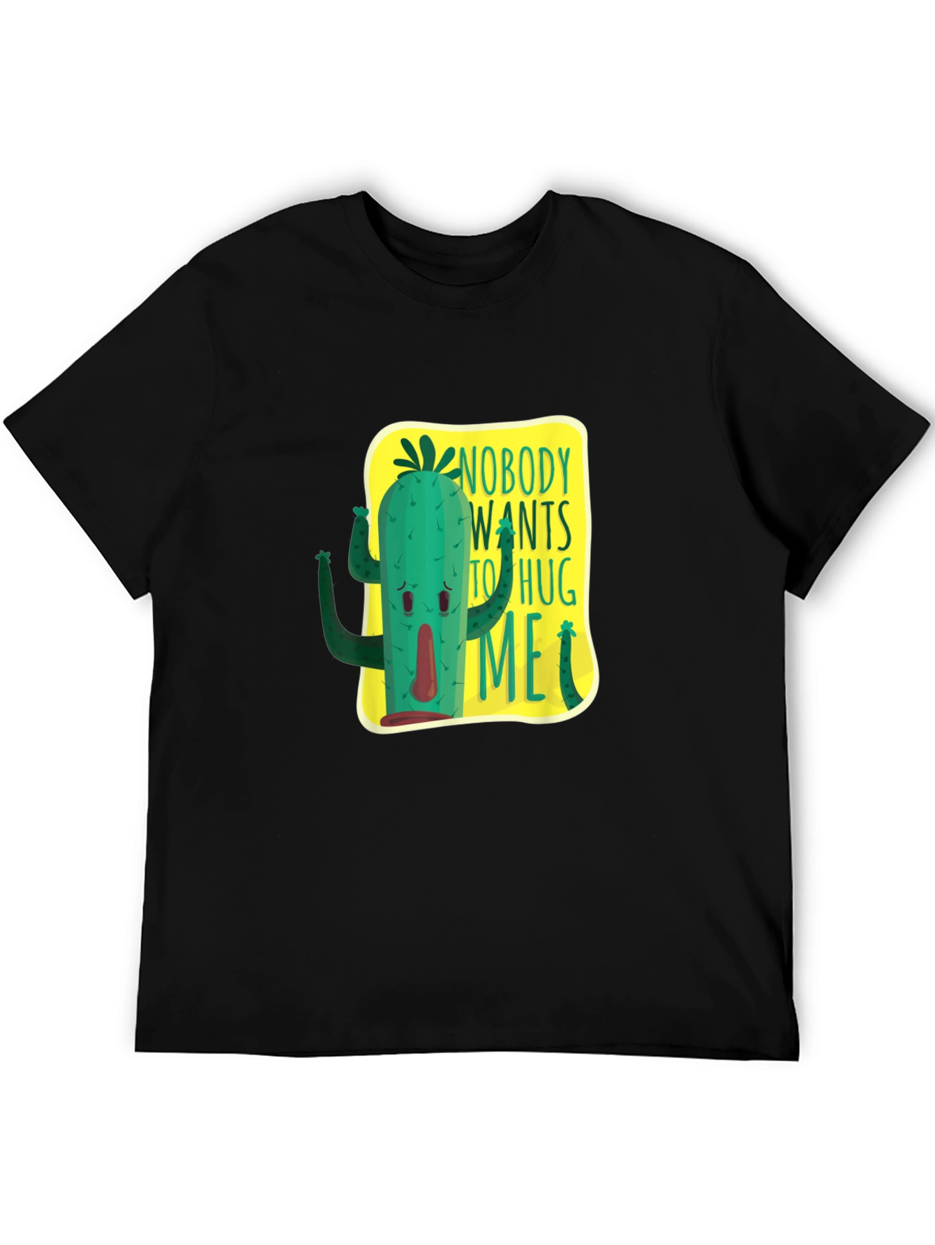 Black Nobody Wants To Hug Me Cactus Graphic Tee view 5