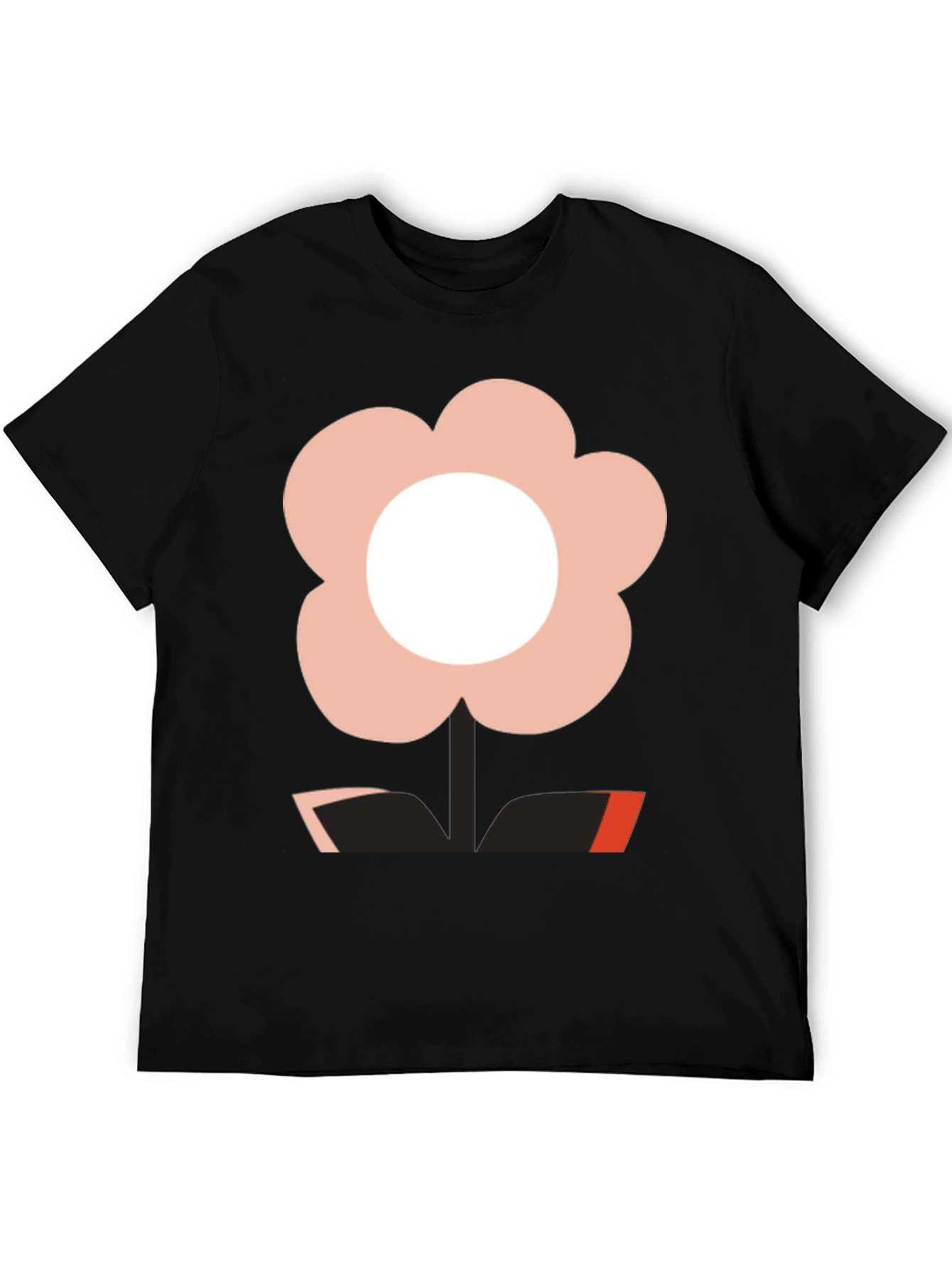 Black Modern Flower Graphic Black T-Shirt view 5